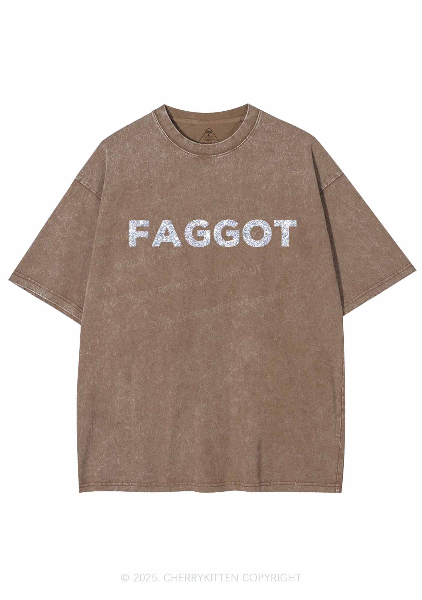 Glitter Faggot Pride Y2K Shirts Washed Tee Cherrykitten - Image 8