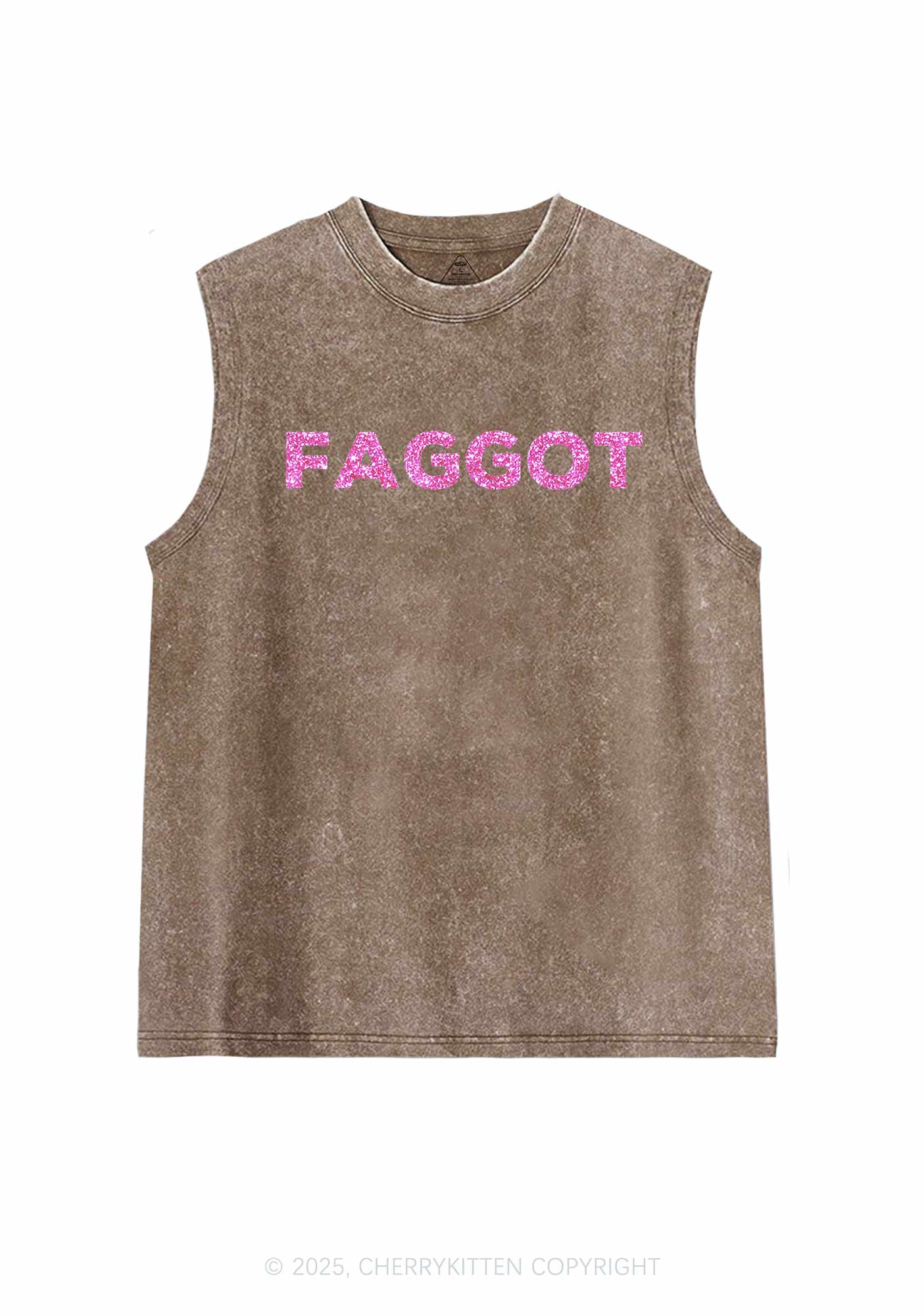 Glitter Faggot Pride Y2K Washed Muscle Tank Cherrykitten - Image 6
