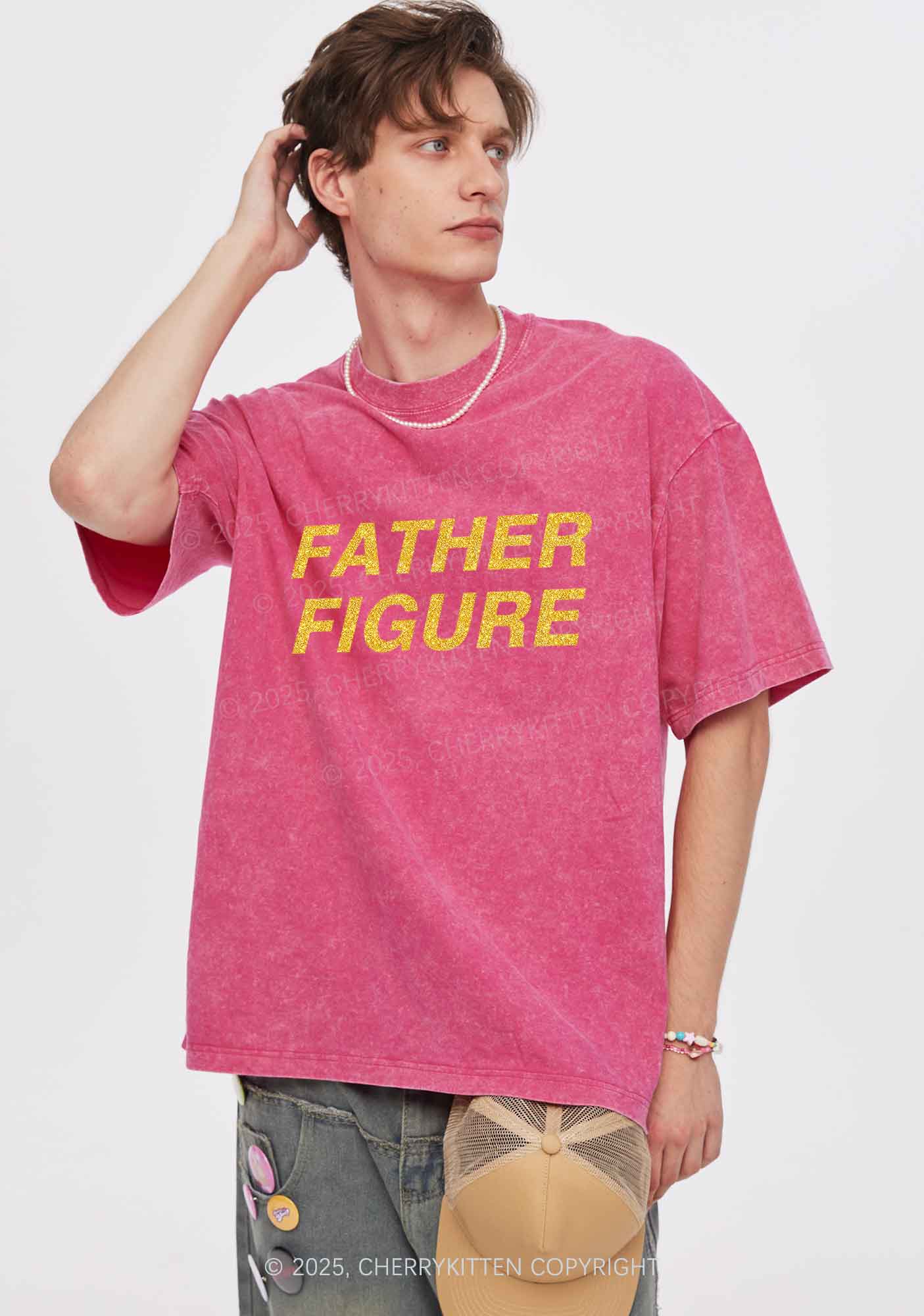 Glitter Father Figure Y2K Shirts Washed Tee Cherrykitten - Image 3