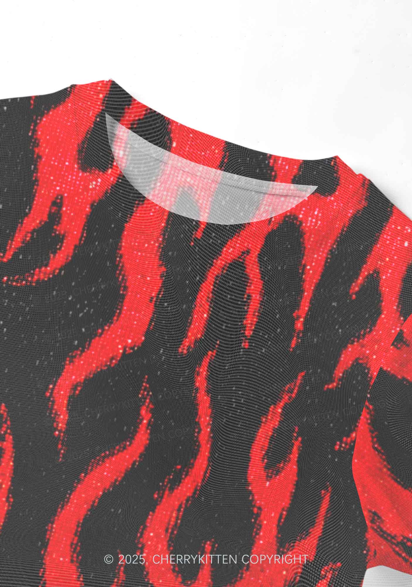 Glitter Flame Y2K Mesh Crop Top Cherrykitten - Image 3