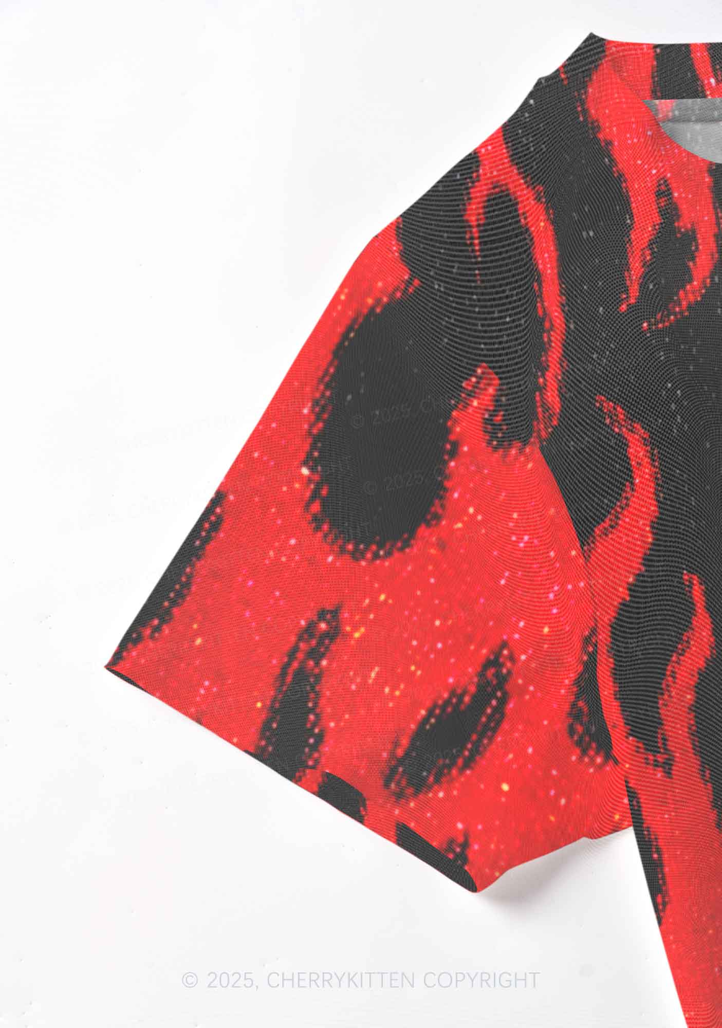 Glitter Flame Y2K Mesh Crop Top Cherrykitten - Image 4