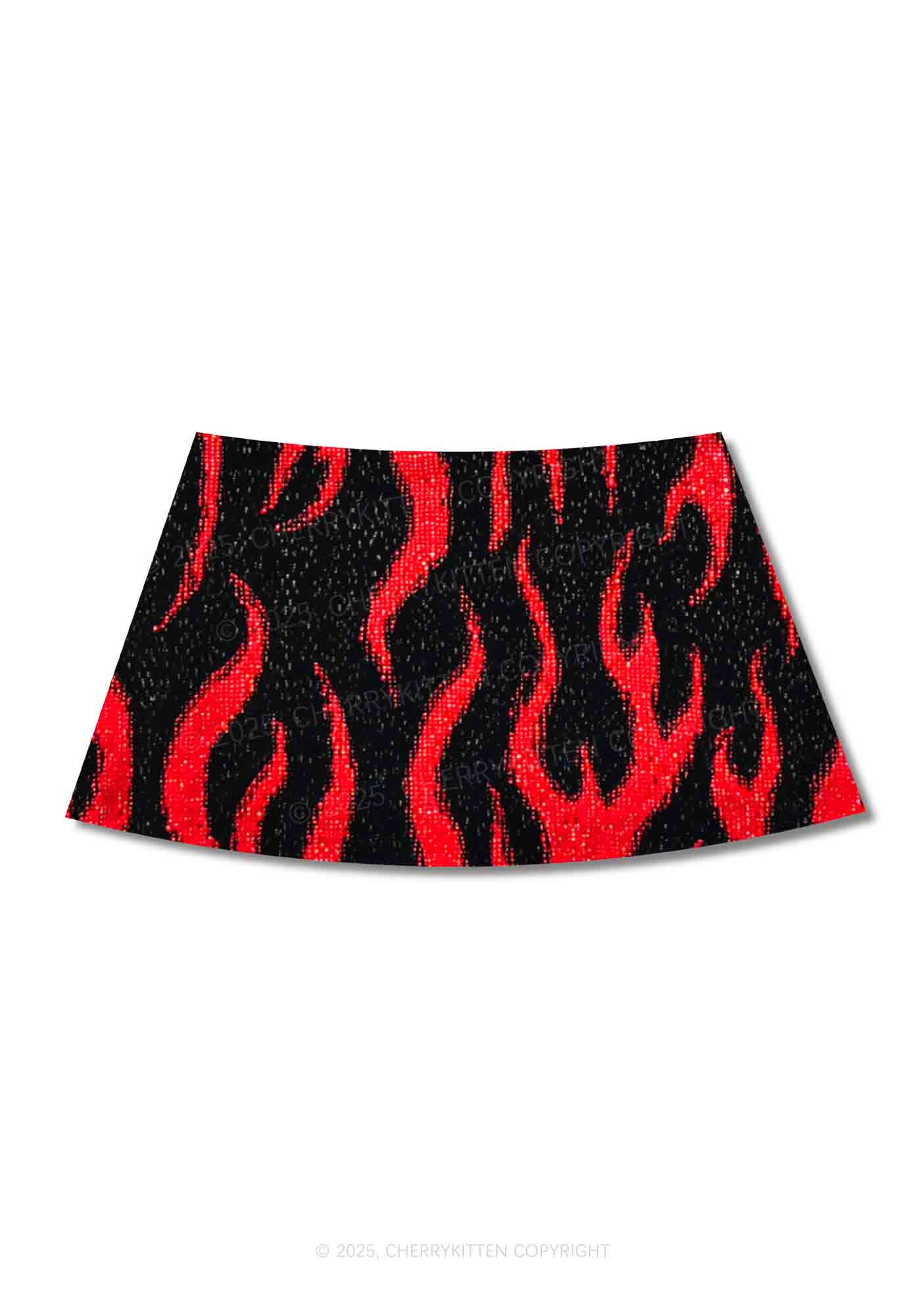 Glitter Flame Y2K Print Mini Skirt Cherrykitten - Image 4
