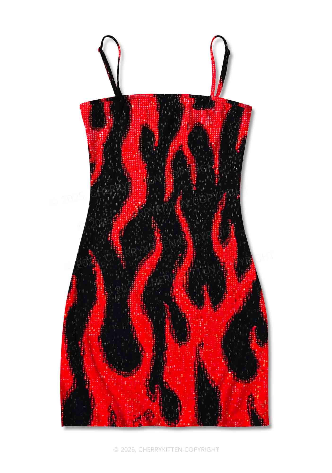 Glitter Flame Y2K Print Slip Dress Cherrykitten - Image 4