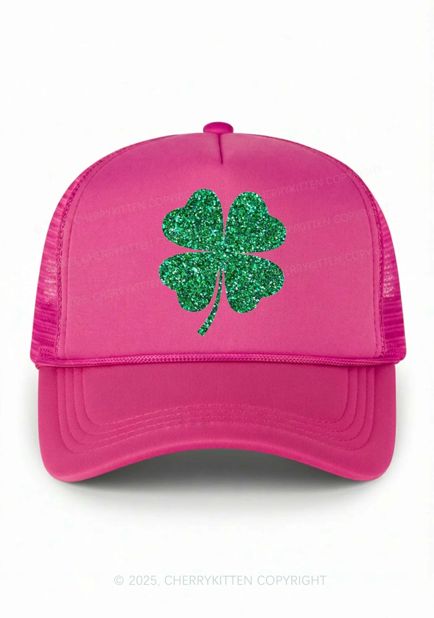 Glitter Four Leaf Clover St Patricks Y2K Trucker Hat Cherrykitten - Image 3