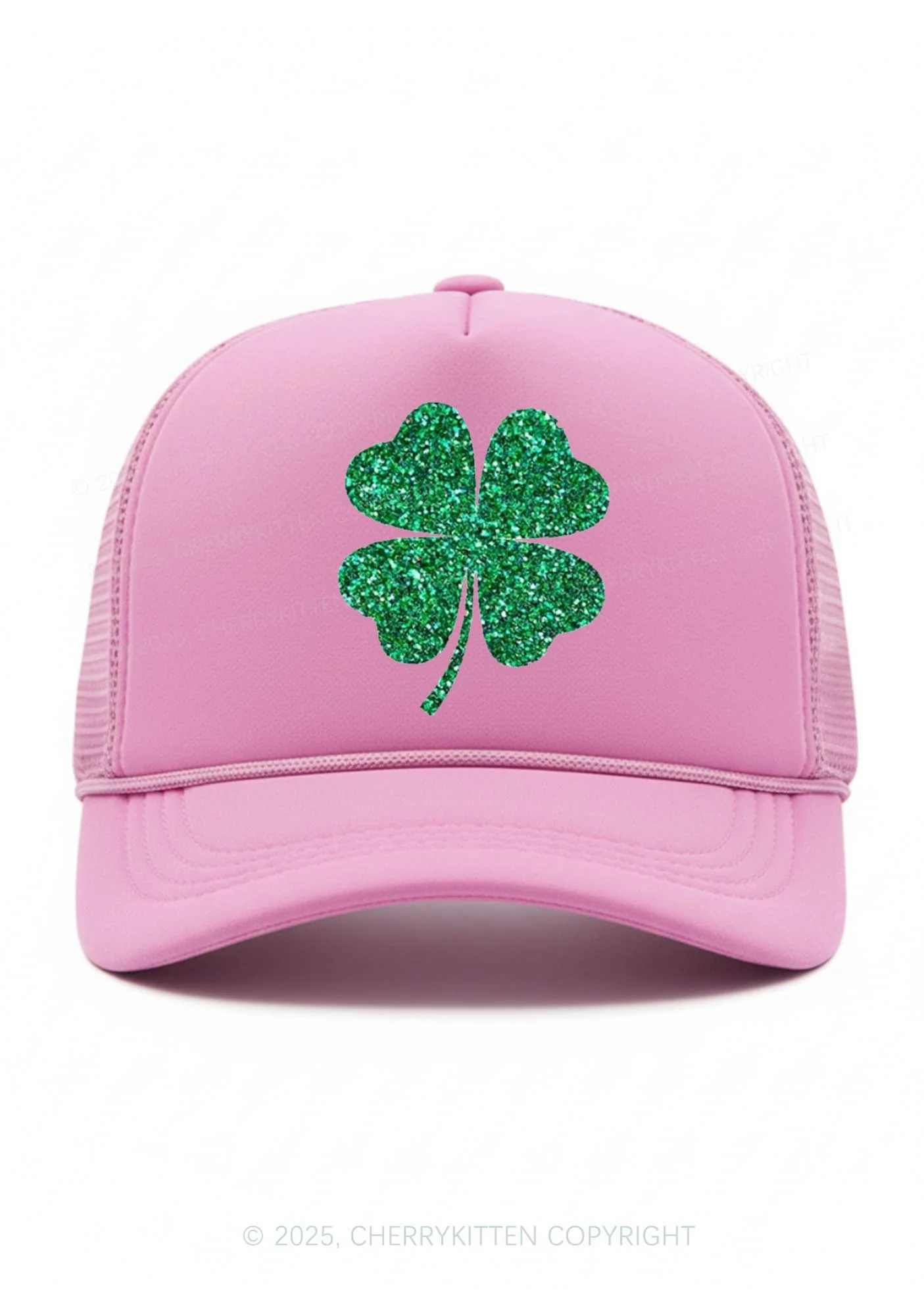 Glitter Four Leaf Clover St Patricks Y2K Trucker Hat Cherrykitten - Image 4