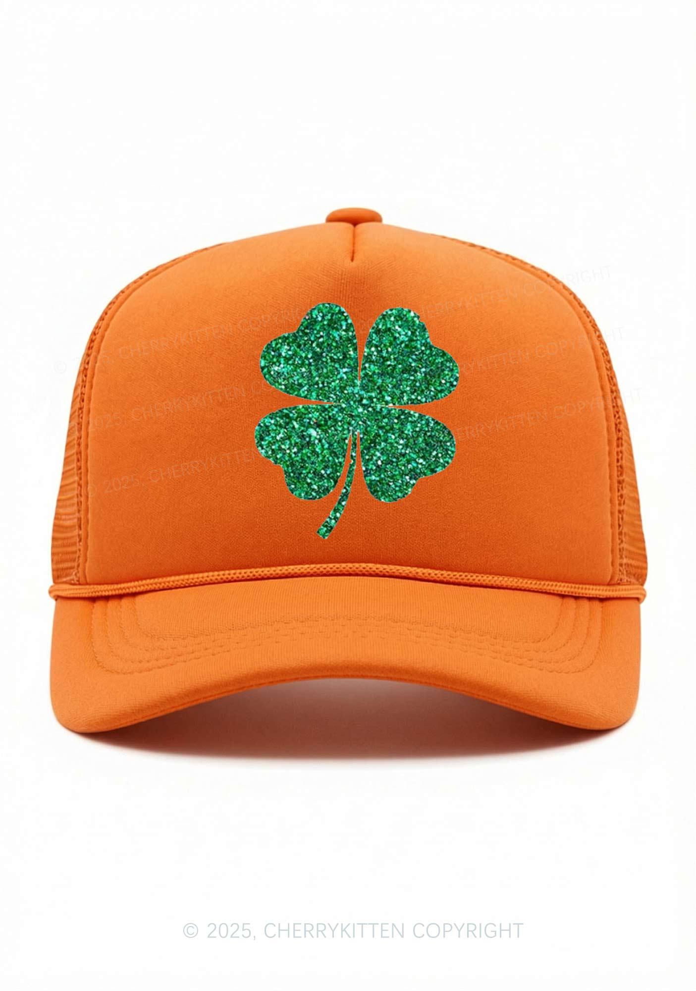 Glitter Four Leaf Clover St Patricks Y2K Trucker Hat Cherrykitten - Image 5