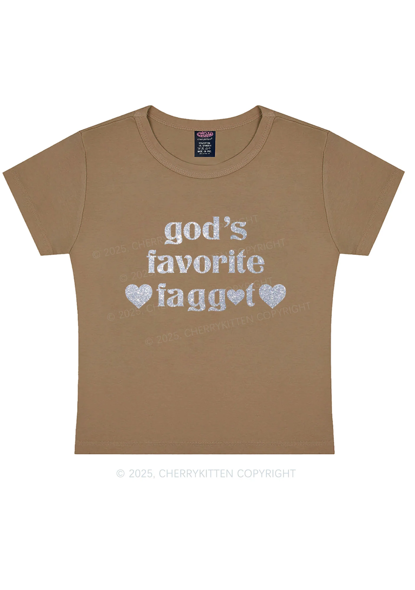 Glitter Gods Favorite Faggot Pride Y2K Baby Tee Cherrykitten - Image 11