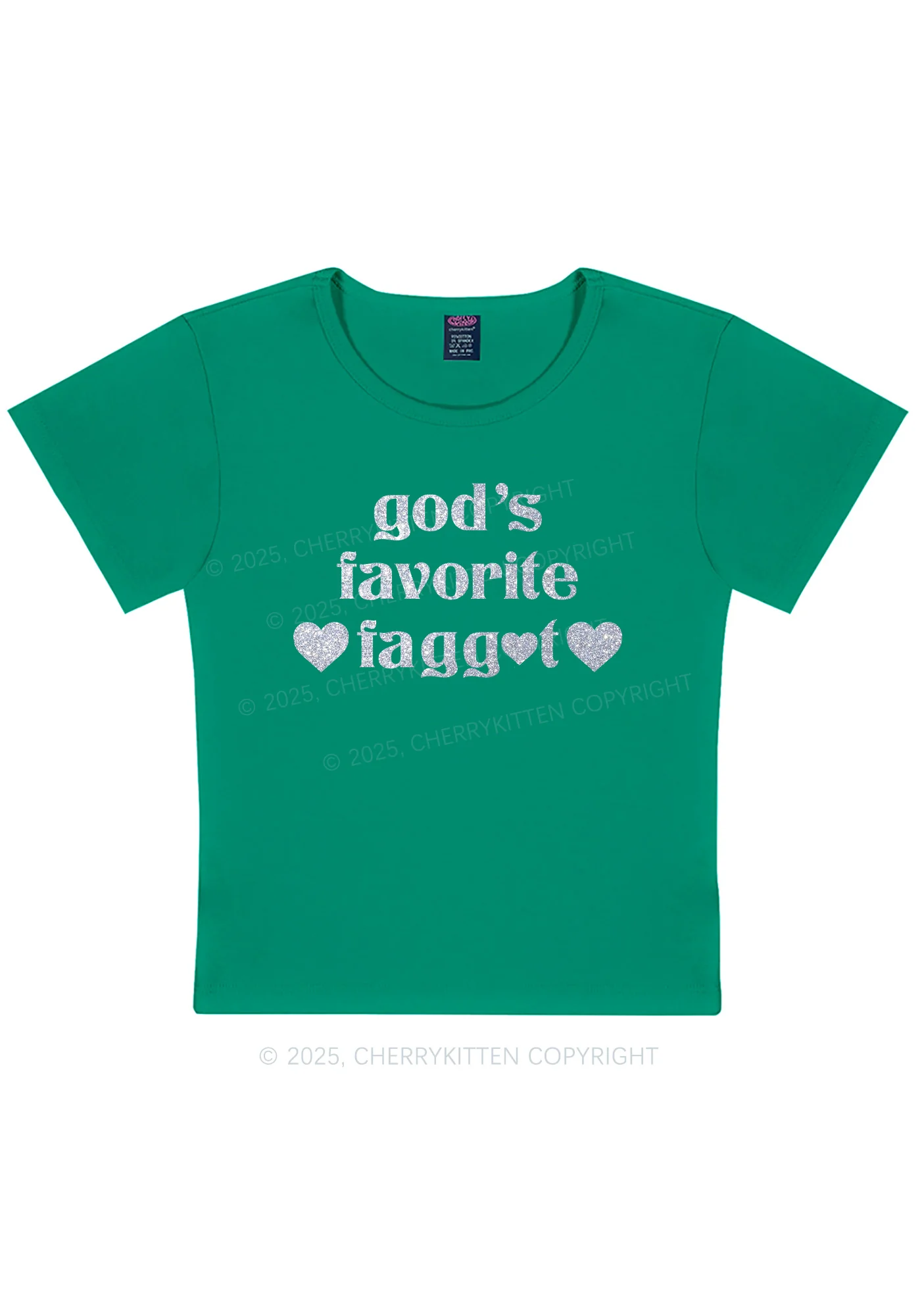 Glitter Gods Favorite Faggot Pride Y2K Baby Tee Cherrykitten - Image 12