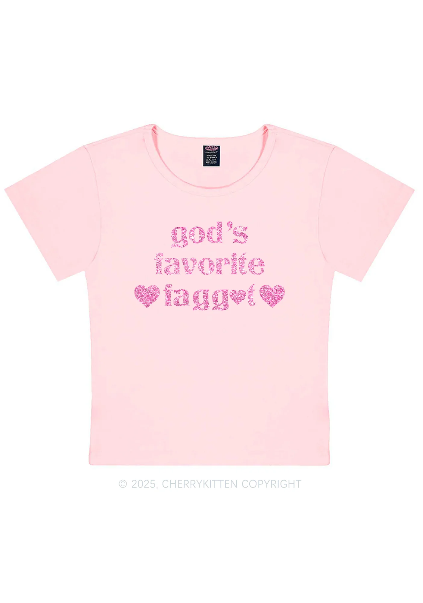Glitter Gods Favorite Faggot Pride Y2K Baby Tee Cherrykitten - Image 13