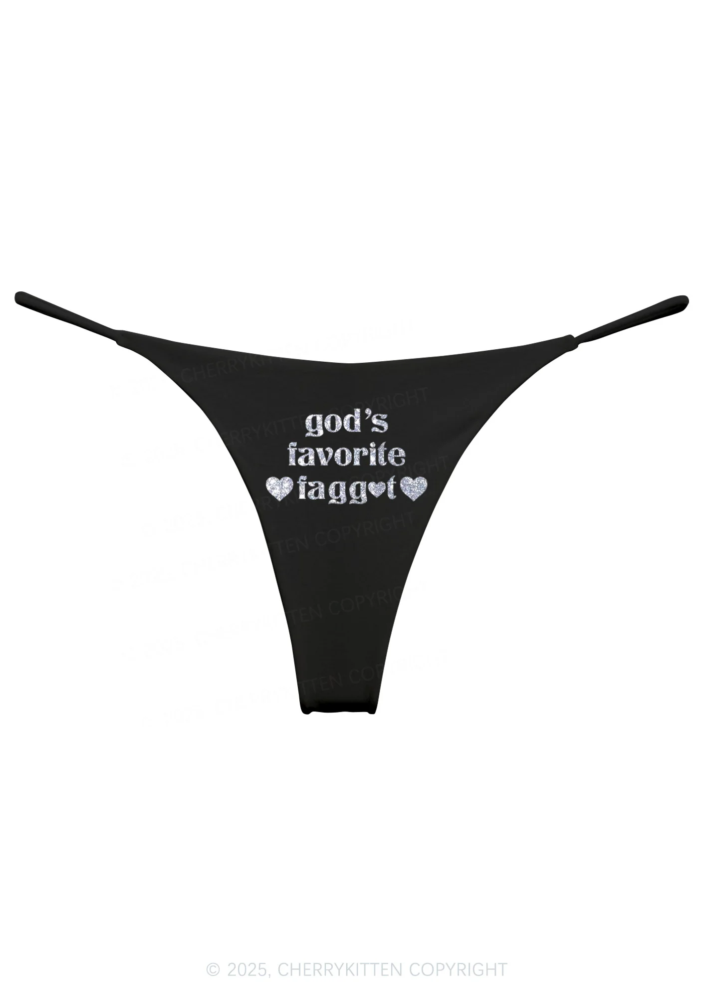 Glitter Gods Favorite Faggot Pride Y2K Bikini String Thong Cherrykitten - Image 4