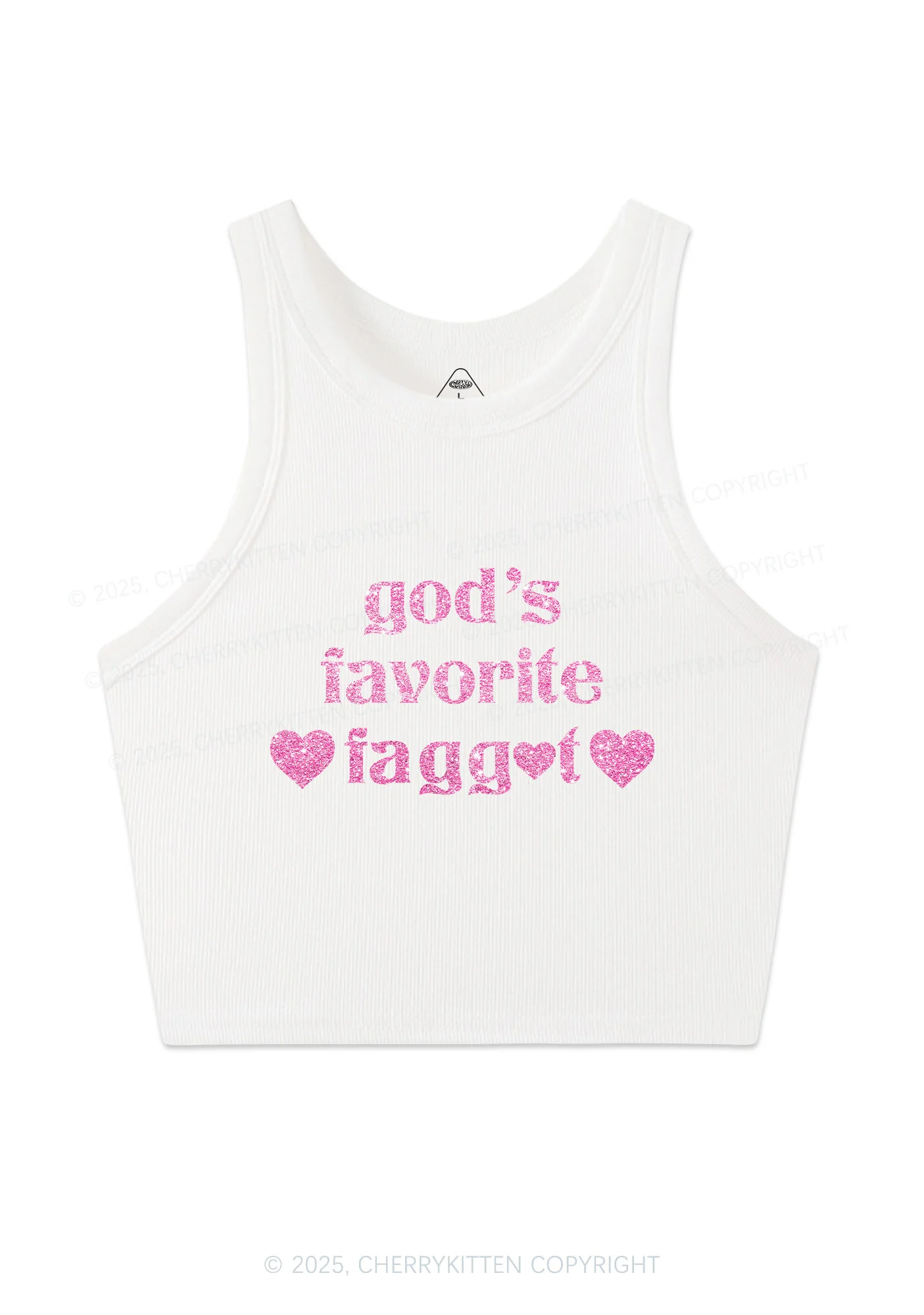 Glitter Gods Favorite Faggot Pride Y2K Crop Tank Top Cherrykitten - Image 4