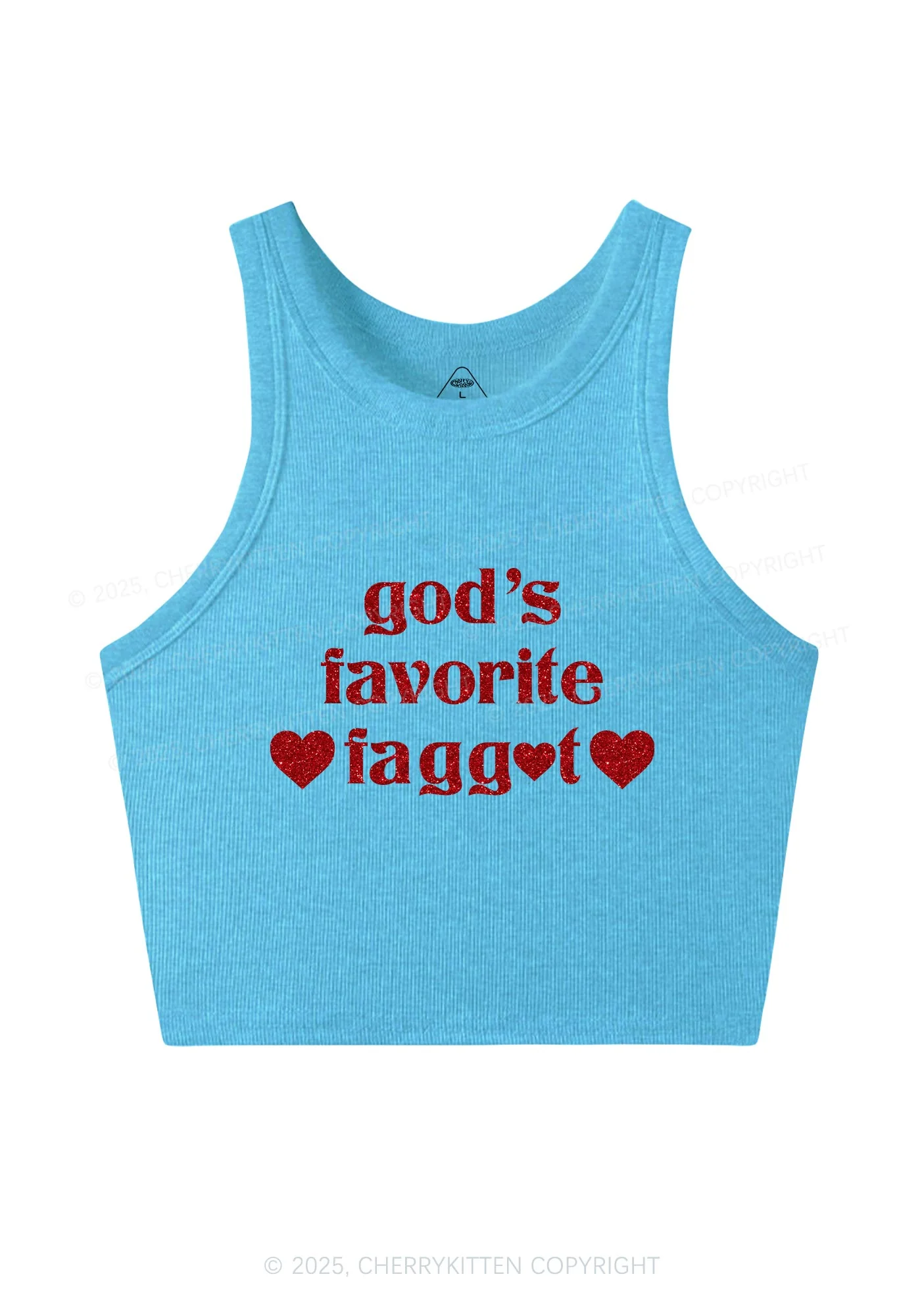 Glitter Gods Favorite Faggot Pride Y2K Crop Tank Top Cherrykitten - Image 5