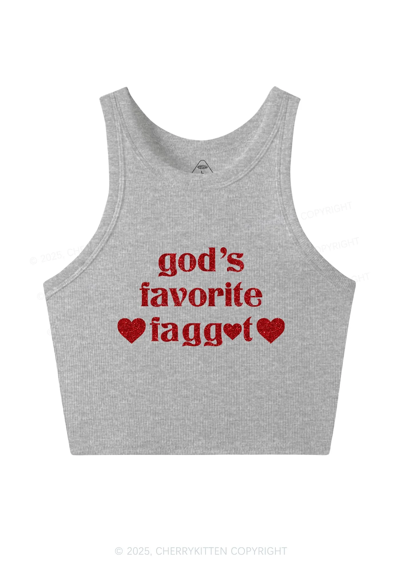 Glitter Gods Favorite Faggot Pride Y2K Crop Tank Top Cherrykitten - Image 6