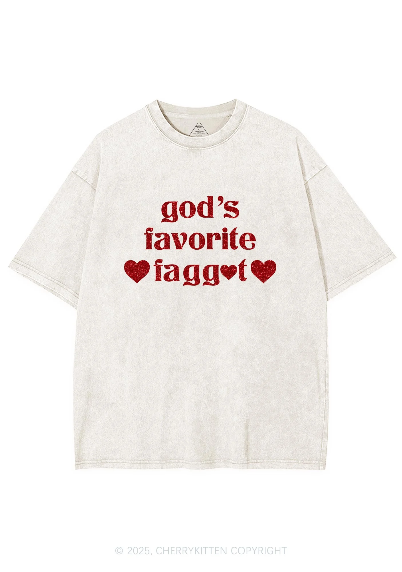 Glitter Gods Favorite Faggot Pride Y2K Shirts Washed Tee Cherrykitten - Image 4