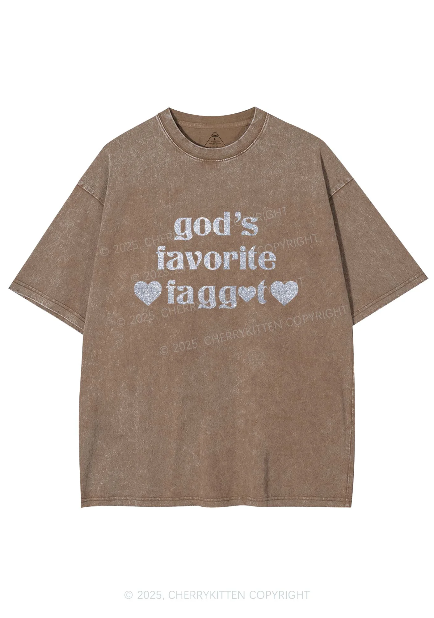 Glitter Gods Favorite Faggot Pride Y2K Shirts Washed Tee Cherrykitten - Image 8
