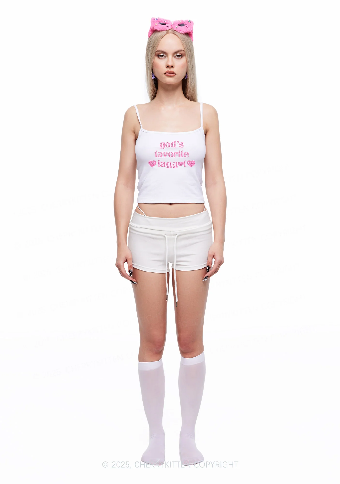 Glitter Gods Favorite Faggot Pride Y2K Spaghetti Strap Cami Cherrykitten - Image 3