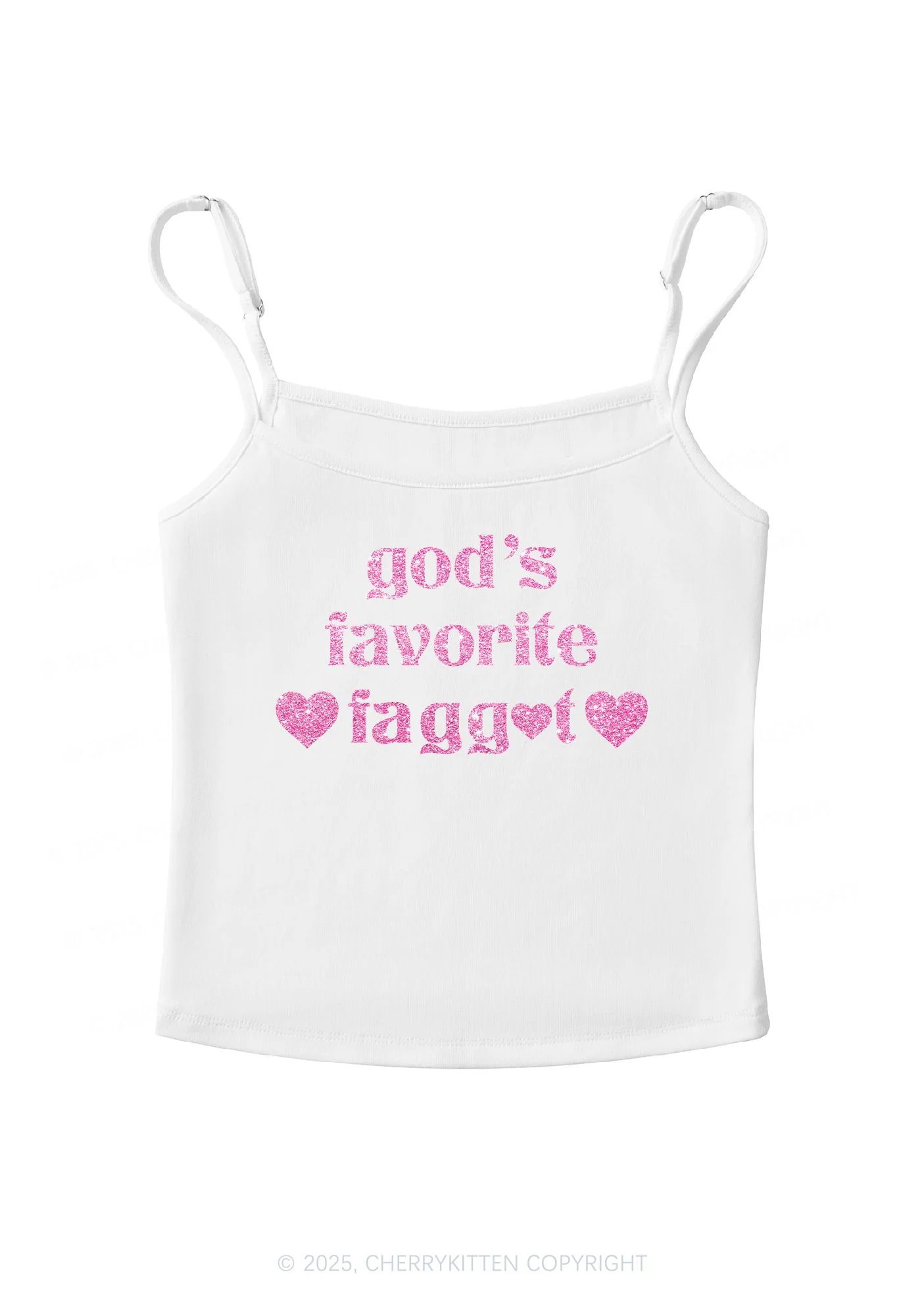 Glitter Gods Favorite Faggot Pride Y2K Spaghetti Strap Cami Cherrykitten - Image 4