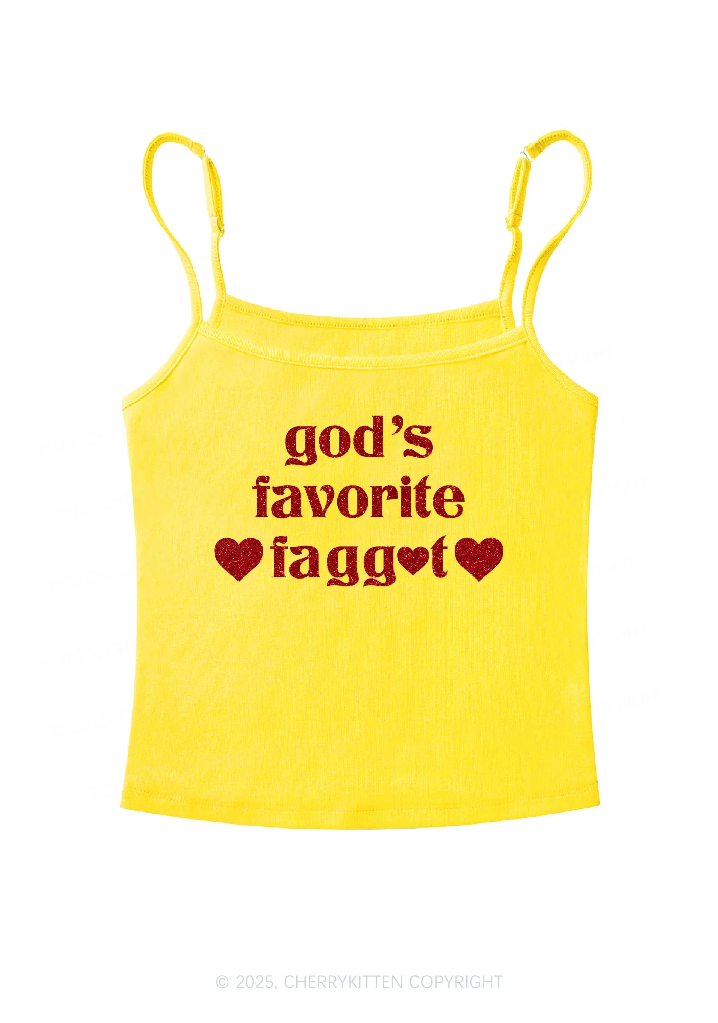 Glitter Gods Favorite Faggot Pride Y2K Spaghetti Strap Cami Cherrykitten - Image 7
