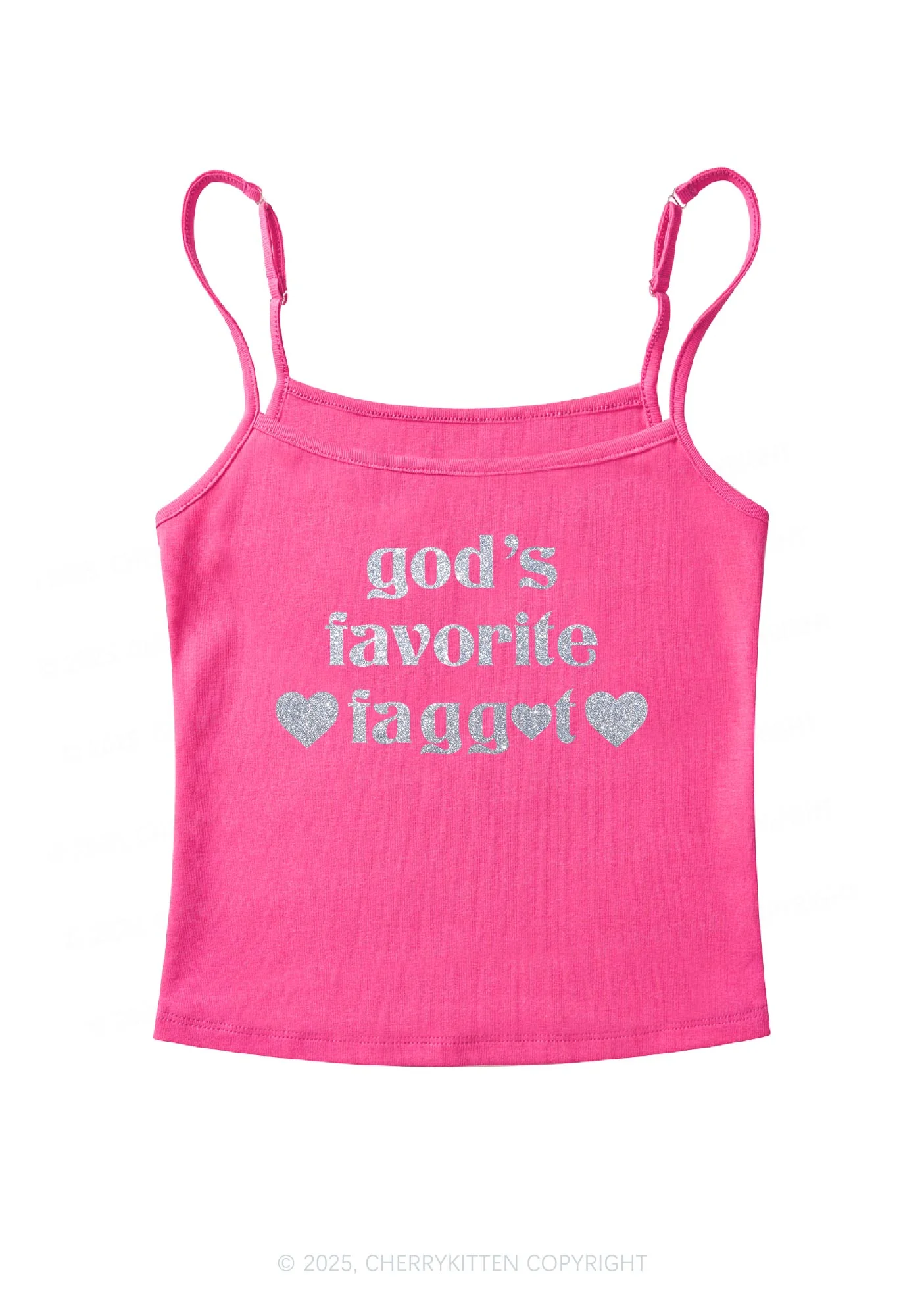 Glitter Gods Favorite Faggot Pride Y2K Spaghetti Strap Cami Cherrykitten - Image 8