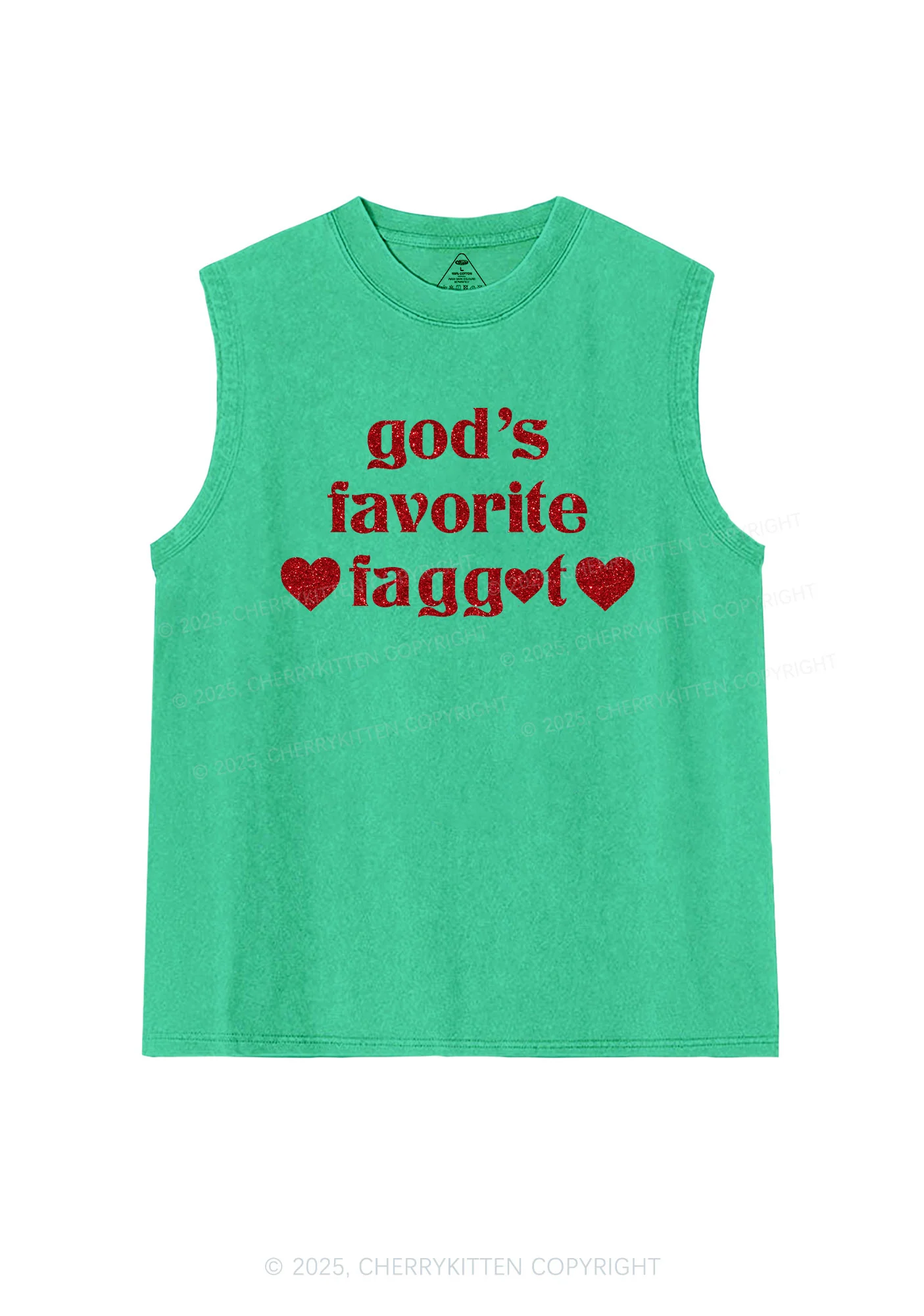 Glitter Gods Favorite Faggot Pride Y2K Washed Muscle Tank Cherrykitten - Image 8
