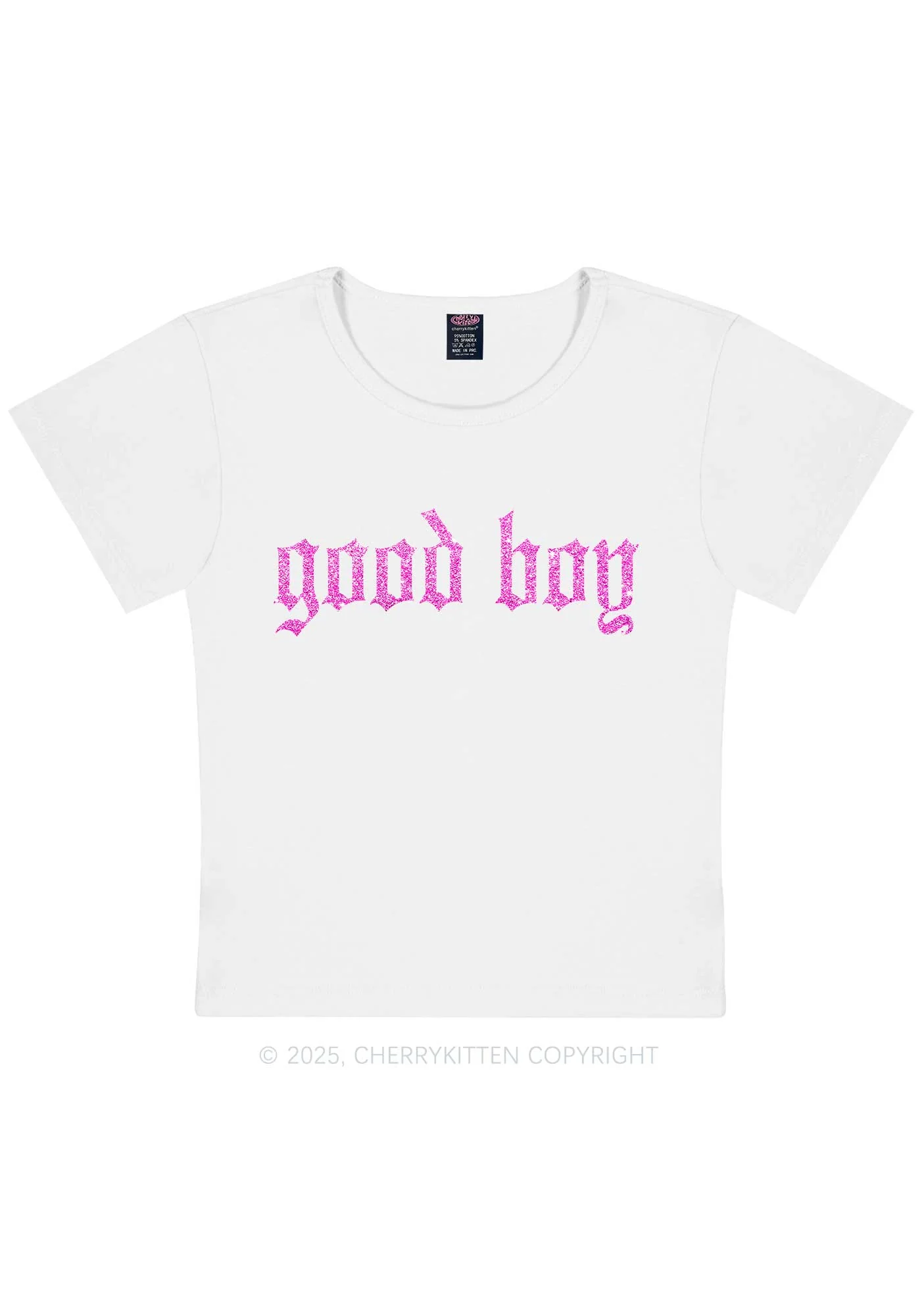 Glitter Good Boy Y2K Baby Tee Cherrykitten - Image 4