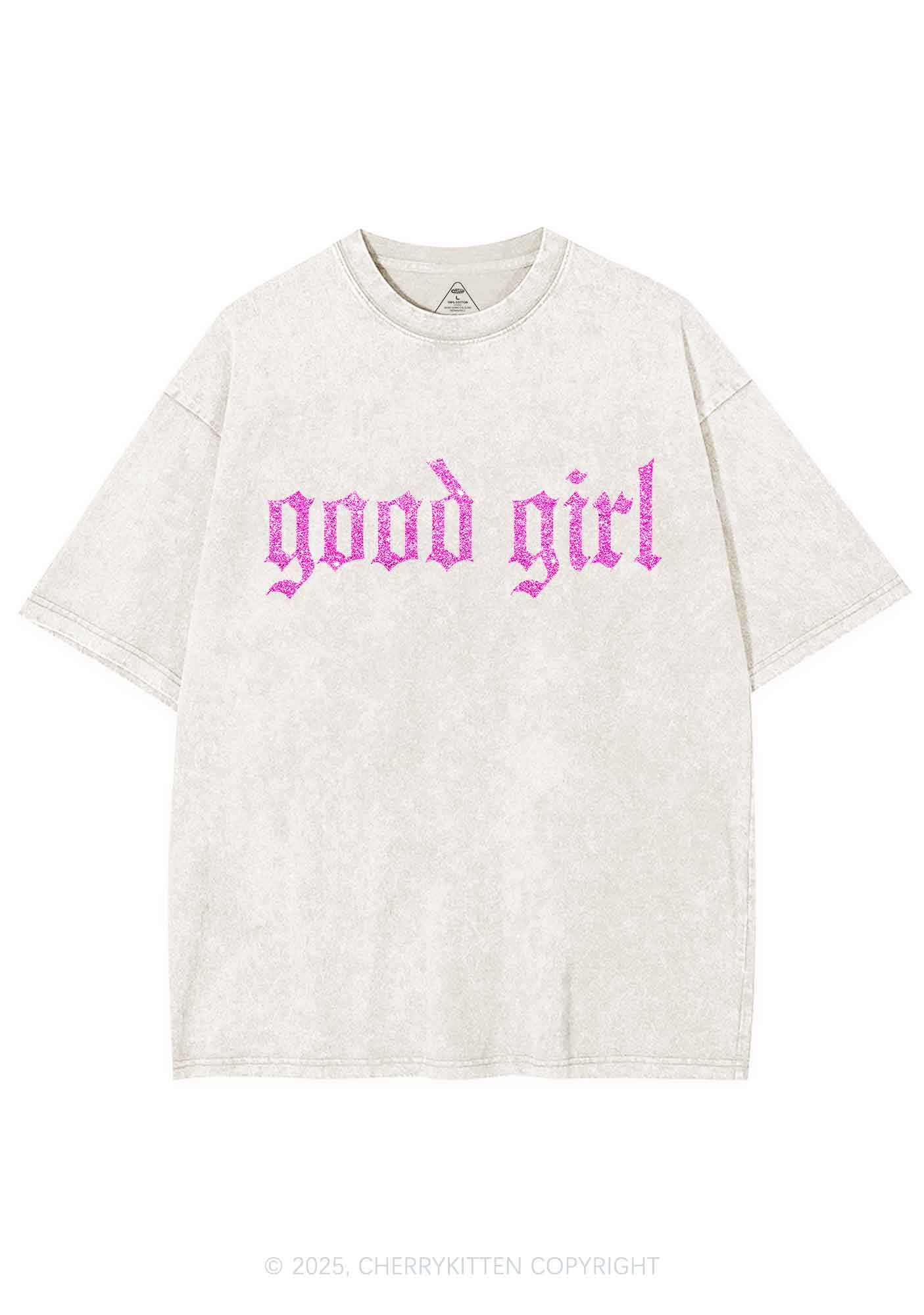 Glitter Good Girl Y2K Shirts Washed Tee Cherrykitten - Image 4