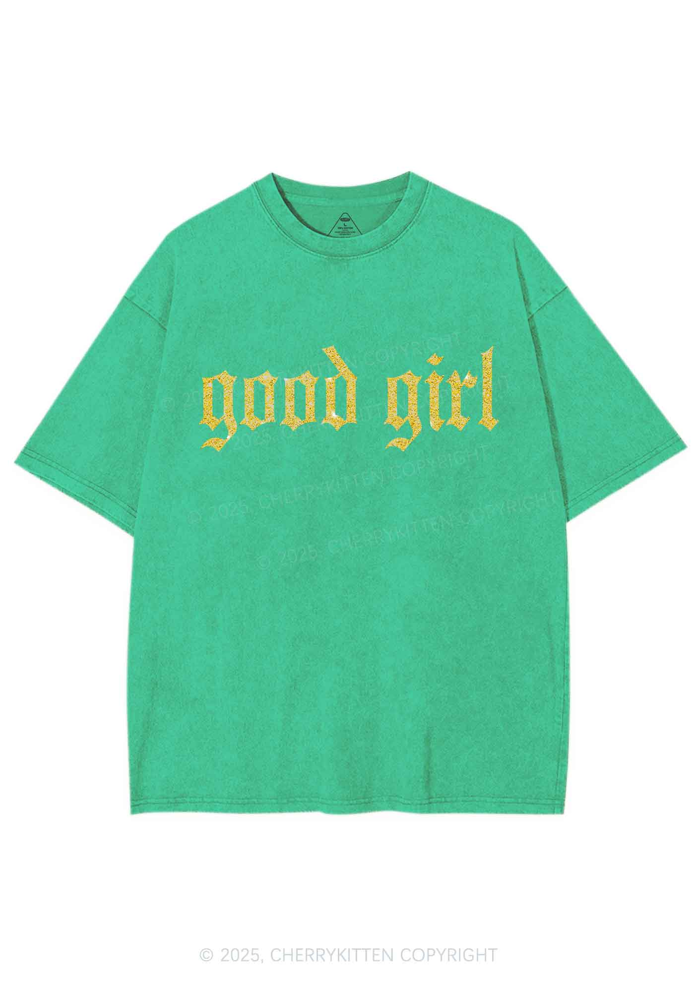Glitter Good Girl Y2K Shirts Washed Tee Cherrykitten - Image 7