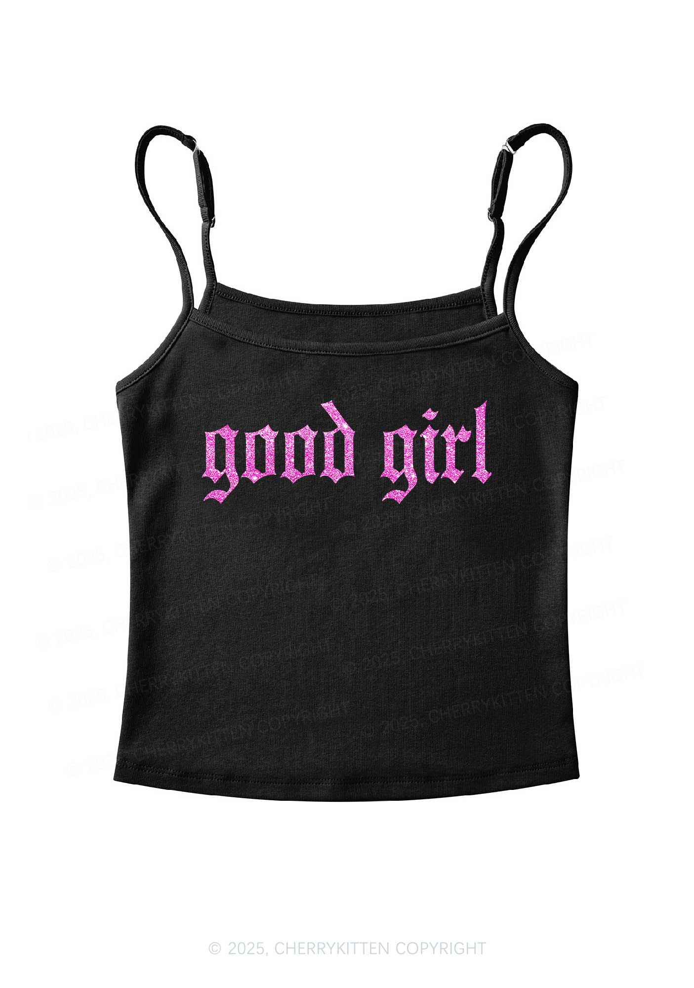 Glitter Good Girl Y2K Spaghetti Strap Cami Cherrykitten - Image 4