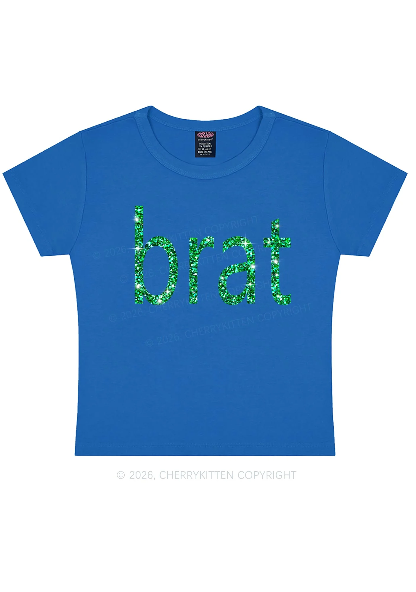 Glitter Green Brat Y2K Baby Tee Cherrykitten - Image 10