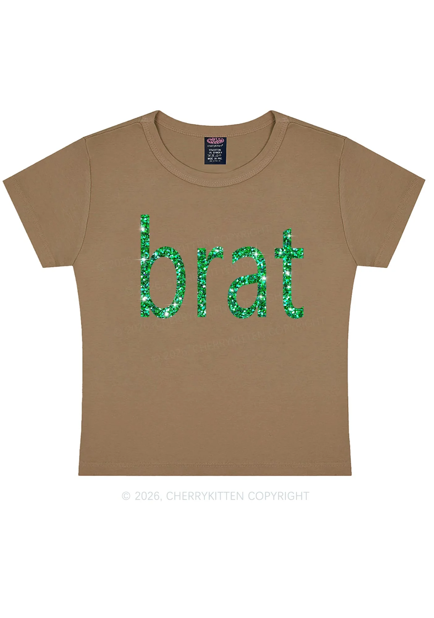 Glitter Green Brat Y2K Baby Tee Cherrykitten - Image 11