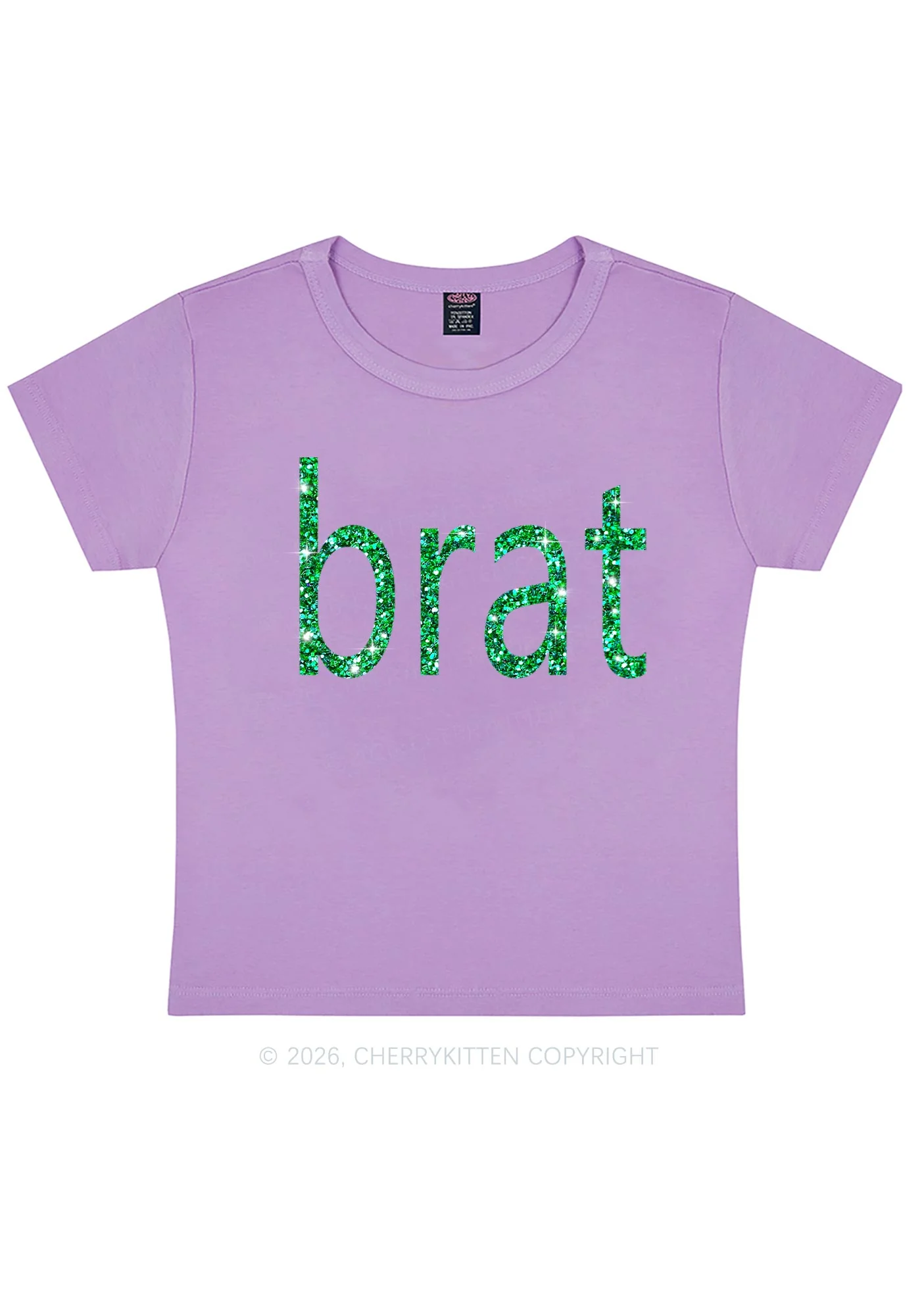 Glitter Green Brat Y2K Baby Tee Cherrykitten - Image 8