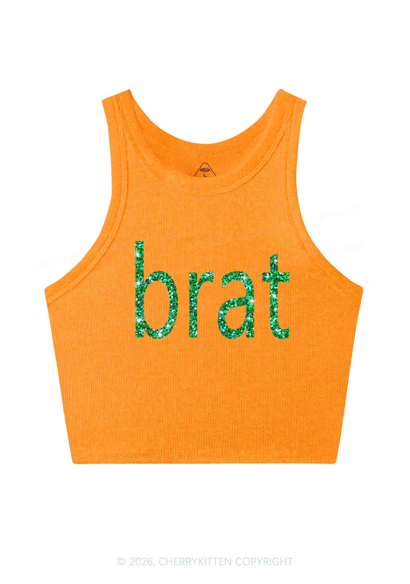 Glitter Green Brat Y2K Crop Tank Top Cherrykitten - Image 10