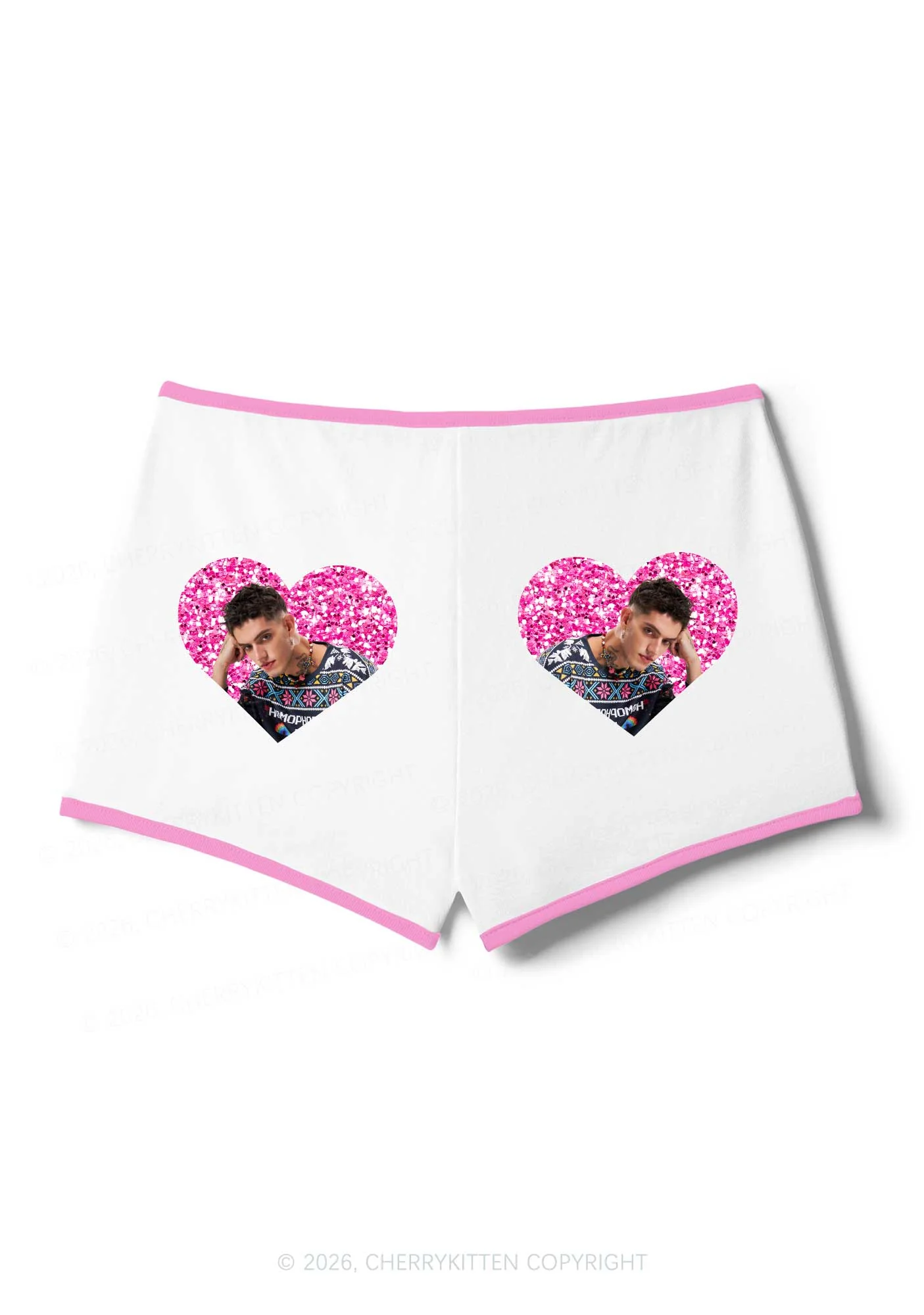 Glitter Heart Custom Face Valentine's Day Y2K Booty Shorts Cherrykitten - Image 5