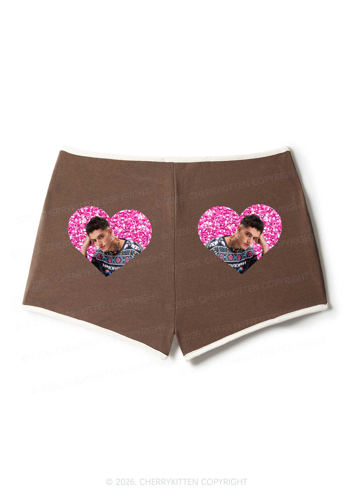 Glitter Heart Custom Face Valentine's Day Y2K Booty Shorts Cherrykitten - Image 6
