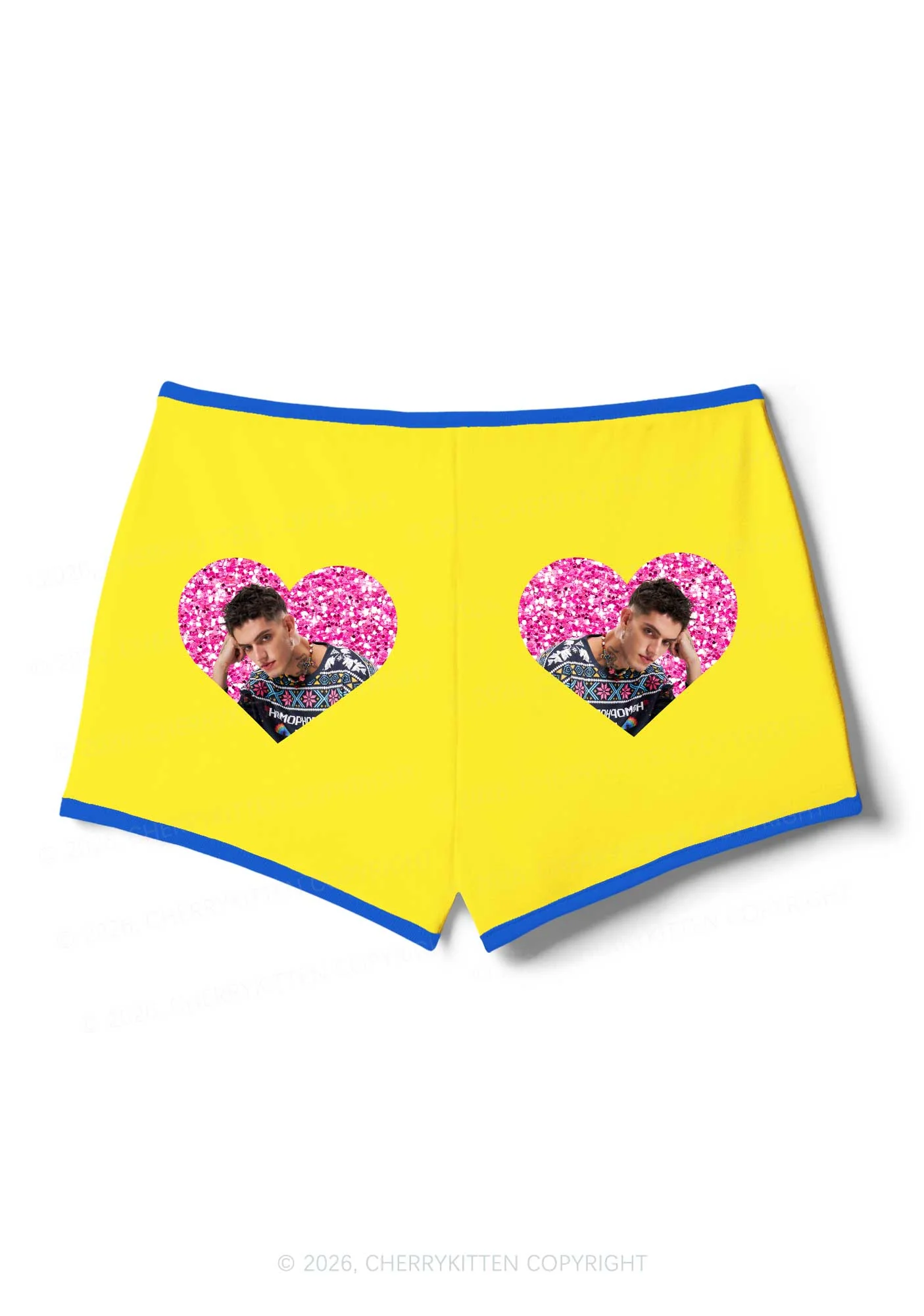 Glitter Heart Custom Face Valentine's Day Y2K Booty Shorts Cherrykitten - Image 7