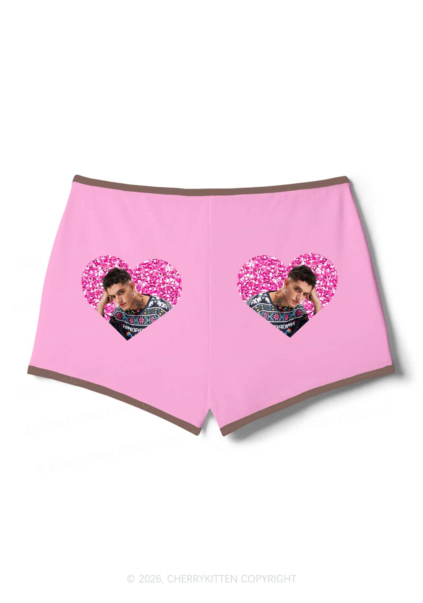 Glitter Heart Custom Face Valentine's Day Y2K Booty Shorts Cherrykitten - Image 9