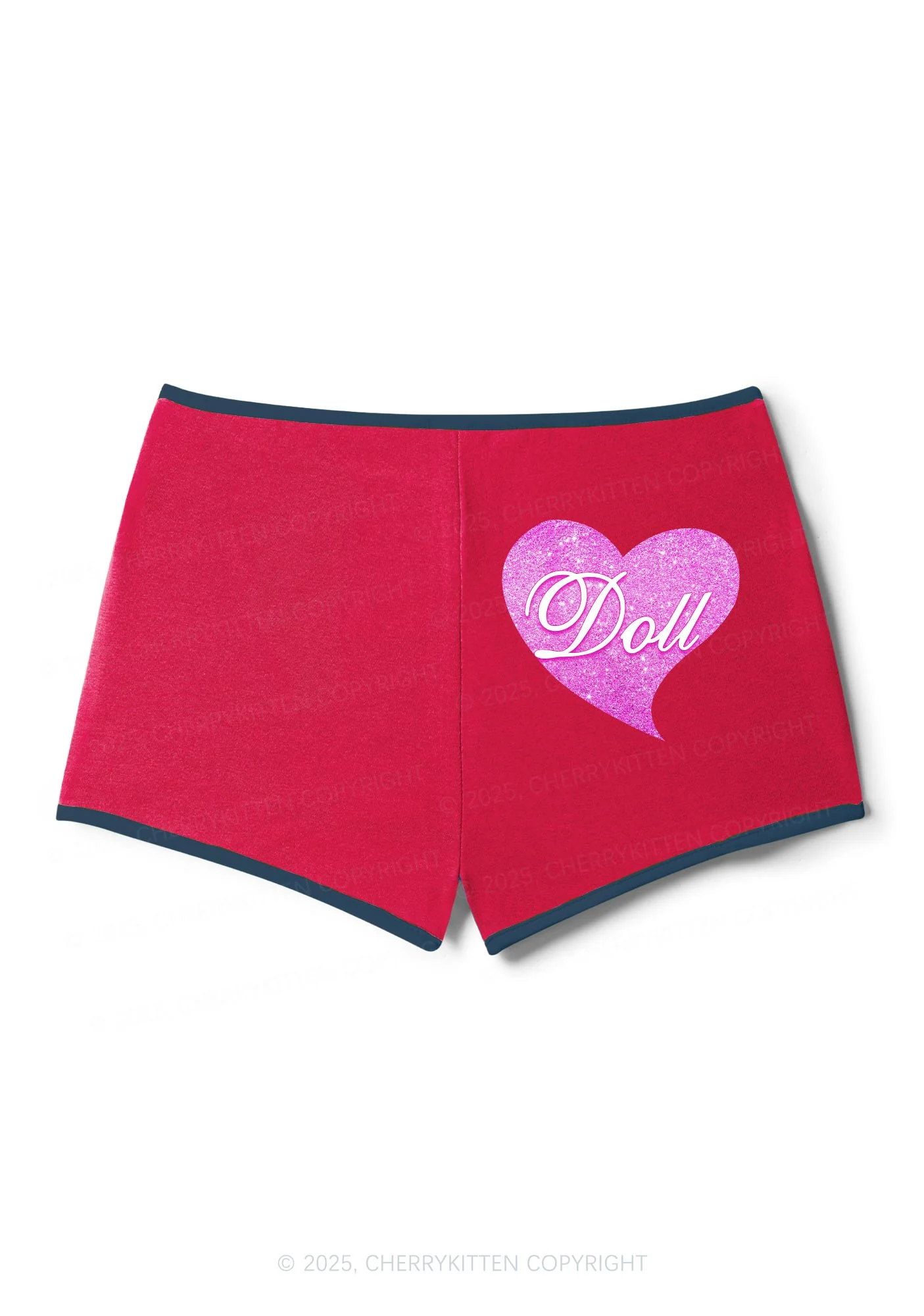 Glitter Heart Doll Y2K Contrast Mini Shorts Cherrykitten - Image 4