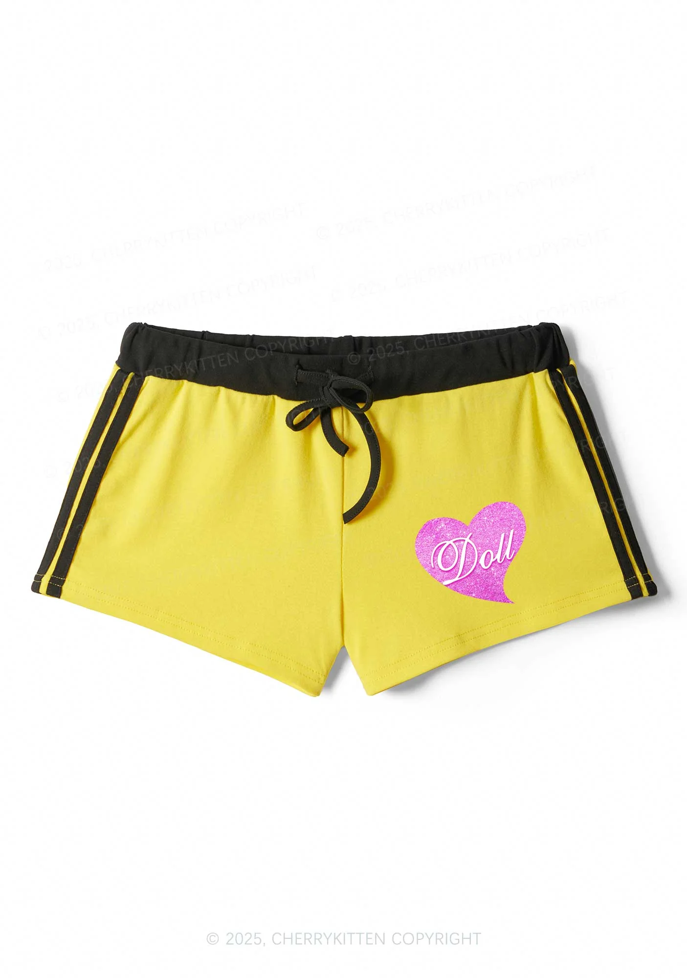 Glitter Heart Doll Y2K Drawstring Mini Shorts Cherrykitten - Image 3