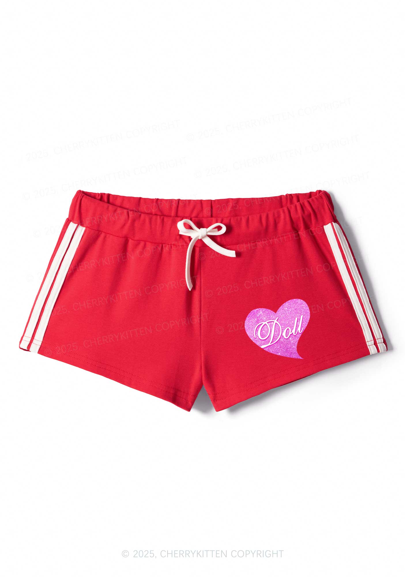 Glitter Heart Doll Y2K Drawstring Mini Shorts Cherrykitten - Image 4