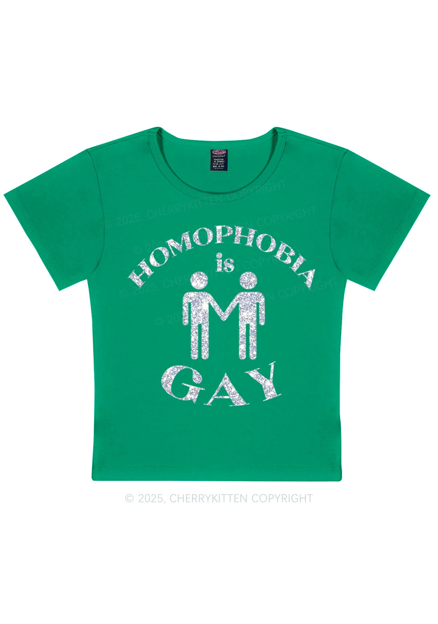 Glitter Homophobia Is Gay Pride Y2K Baby Tee Cherrykitten - Image 11