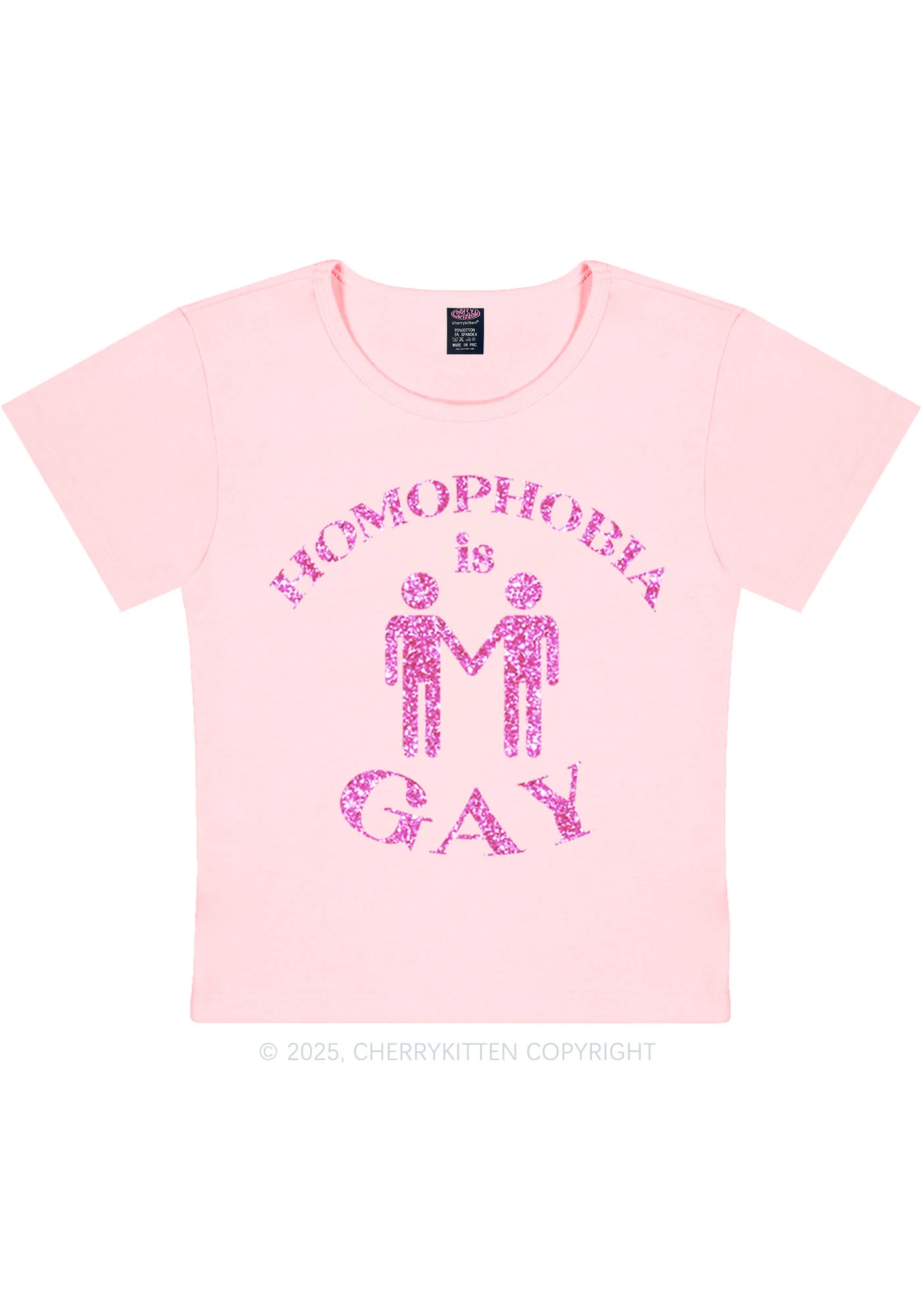 Glitter Homophobia Is Gay Pride Y2K Baby Tee Cherrykitten - Image 12