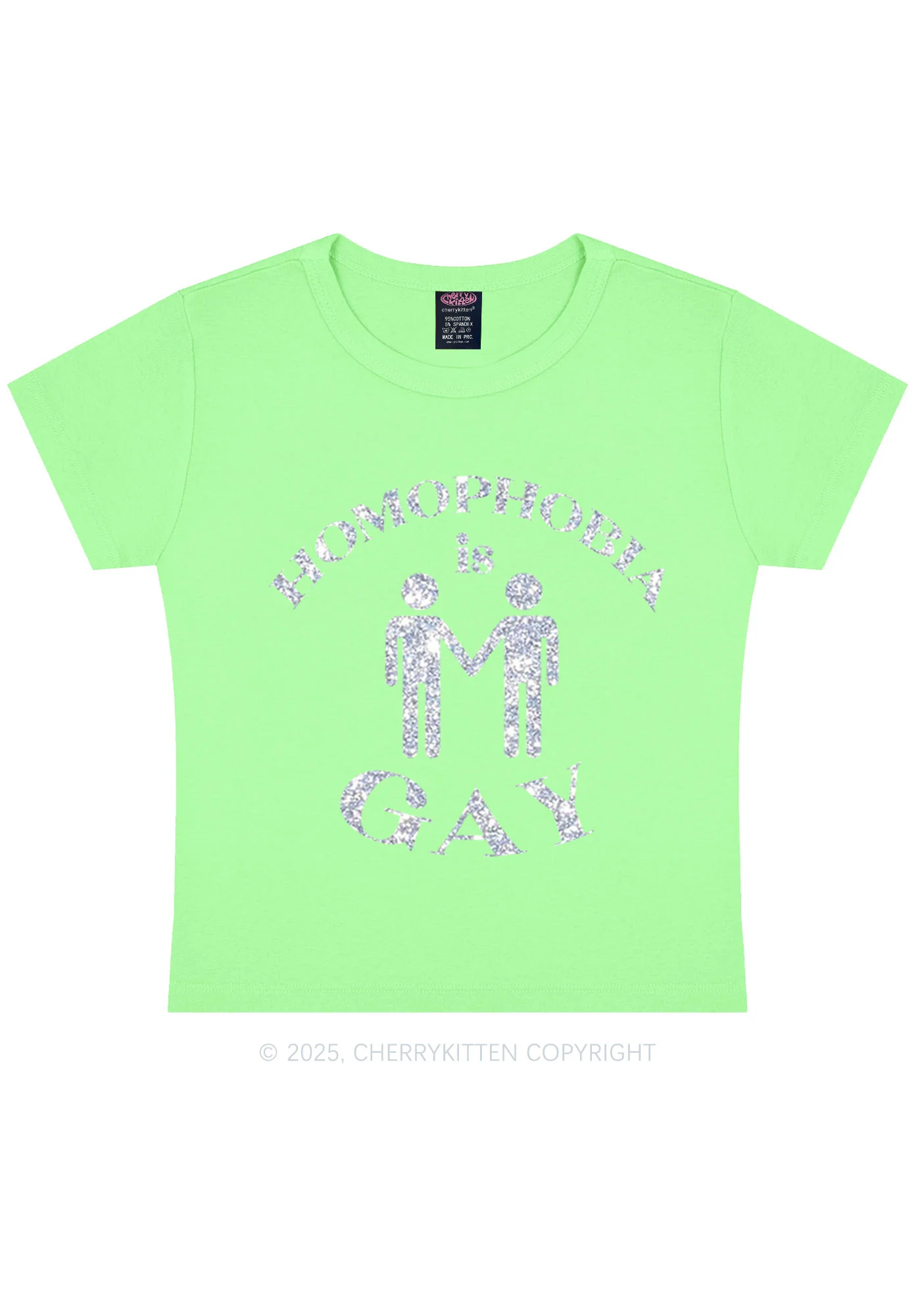 Glitter Homophobia Is Gay Pride Y2K Baby Tee Cherrykitten - Image 13