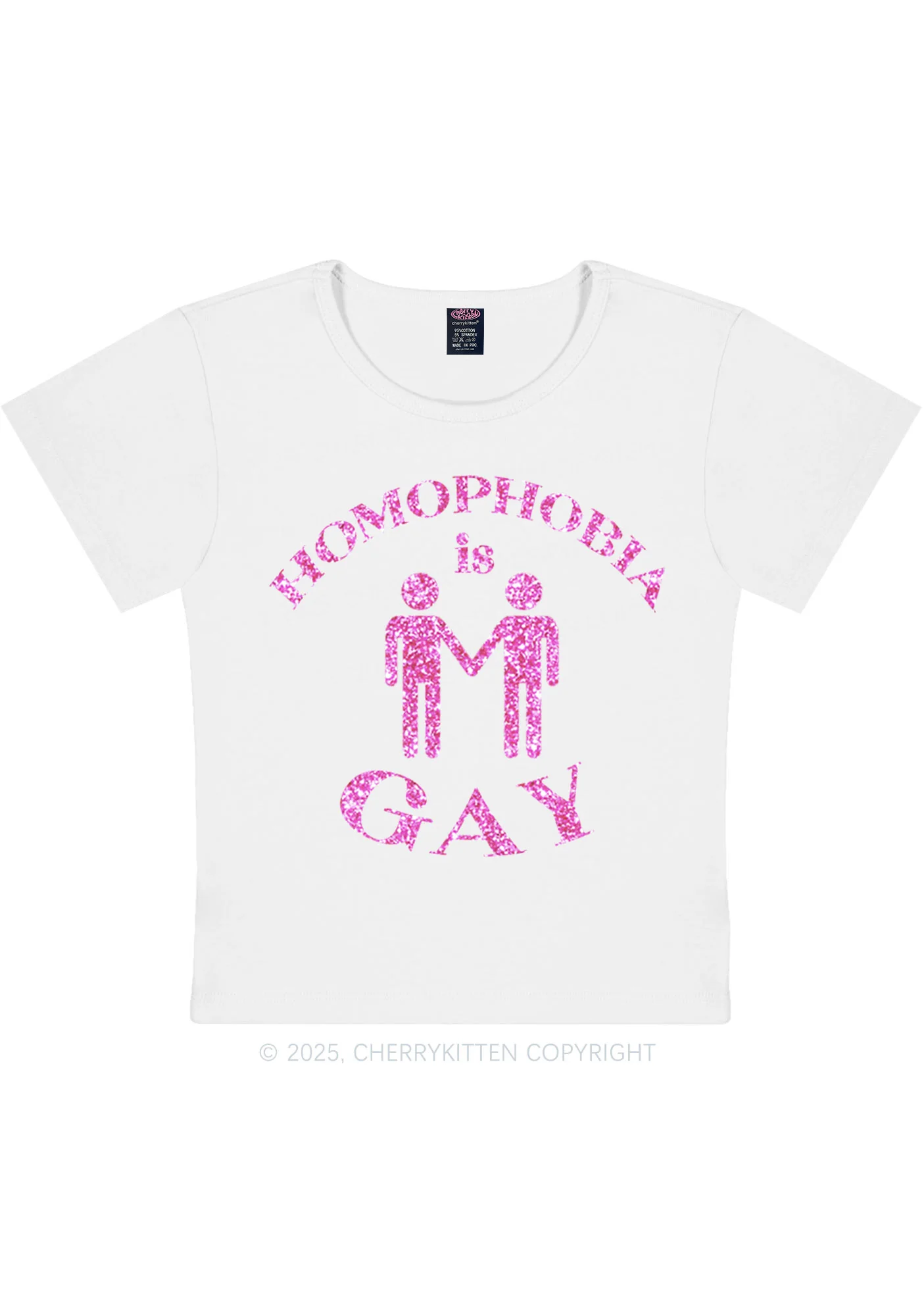 Glitter Homophobia Is Gay Pride Y2K Baby Tee Cherrykitten - Image 4