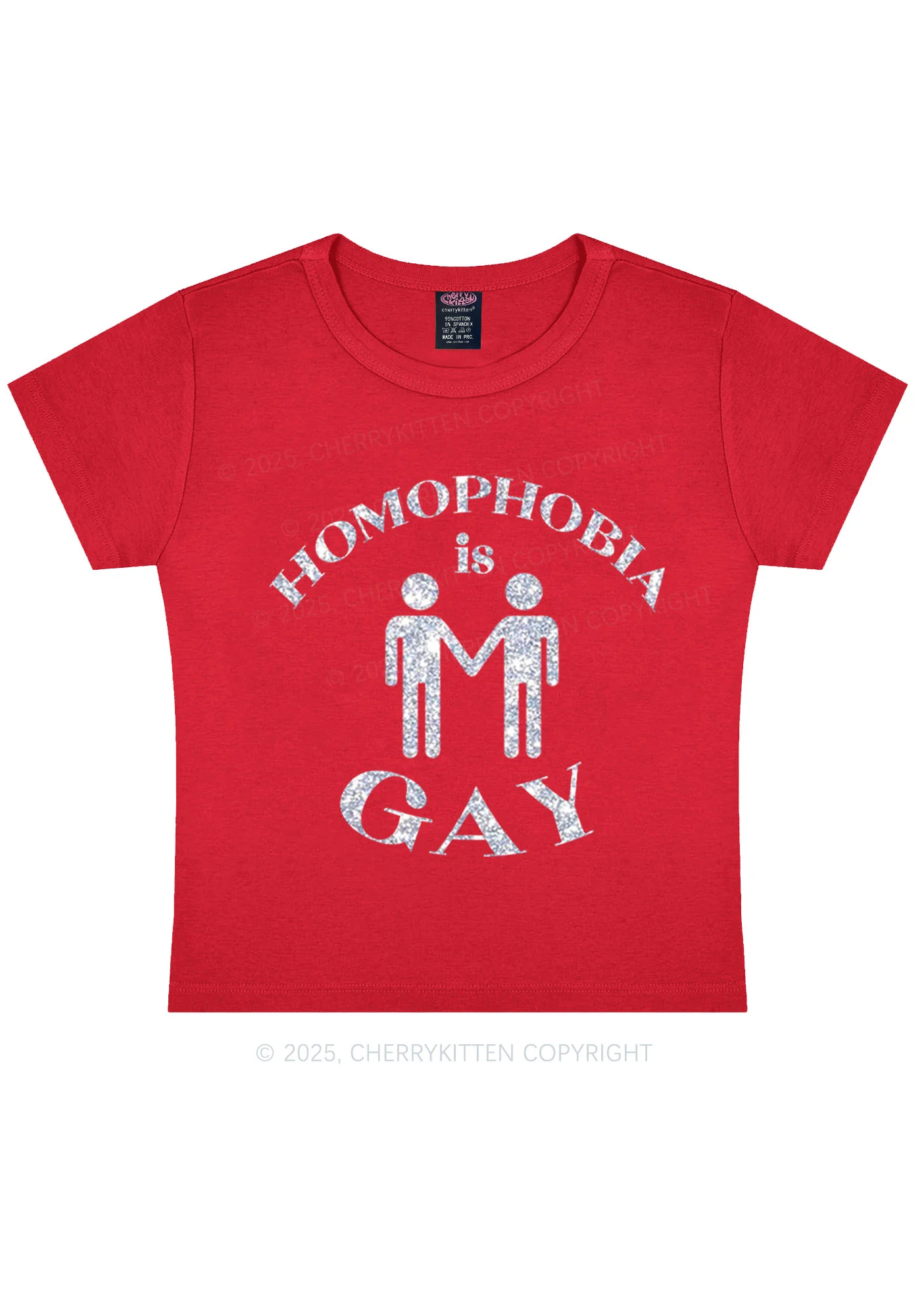 Glitter Homophobia Is Gay Pride Y2K Baby Tee Cherrykitten - Image 5