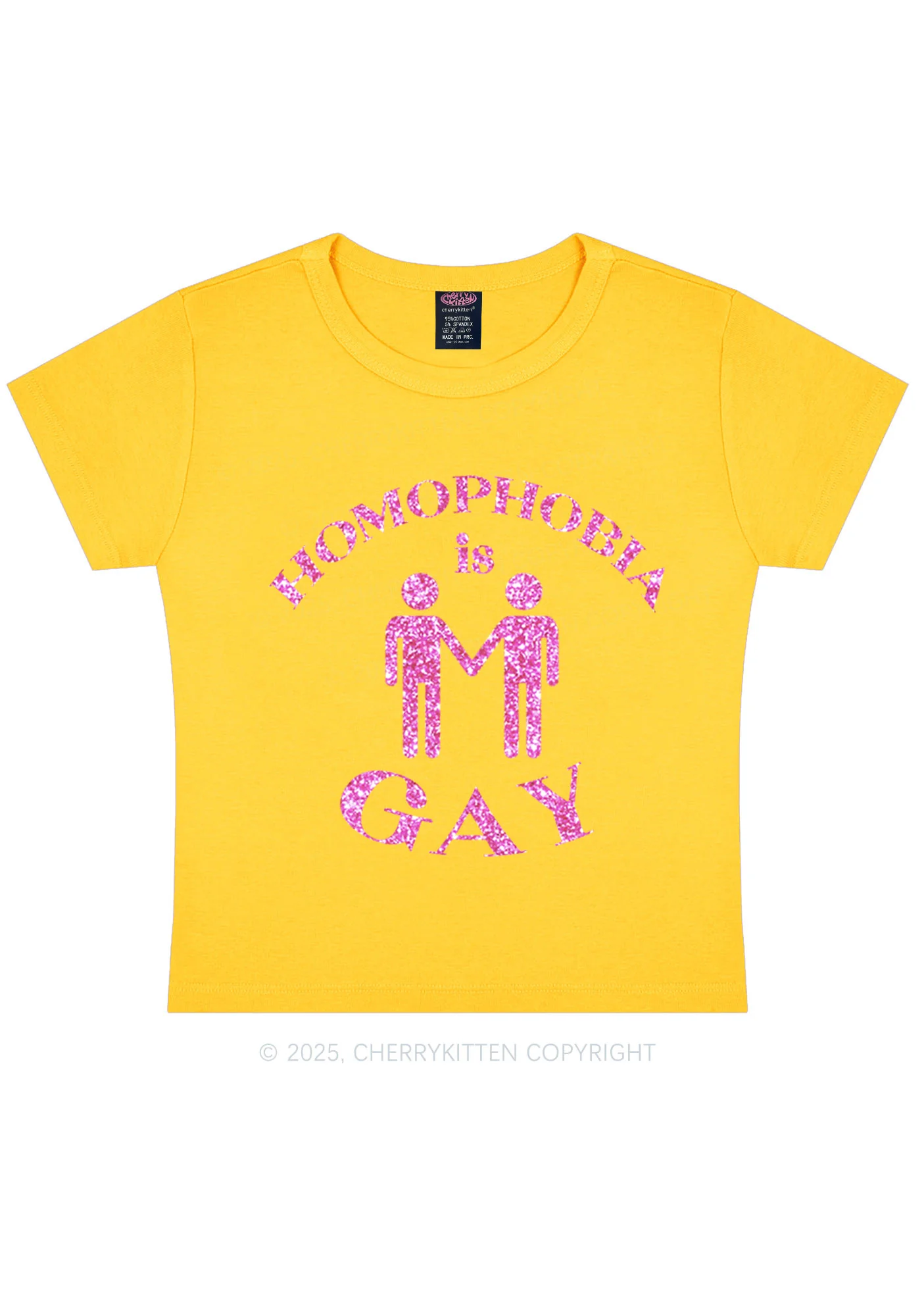 Glitter Homophobia Is Gay Pride Y2K Baby Tee Cherrykitten - Image 6