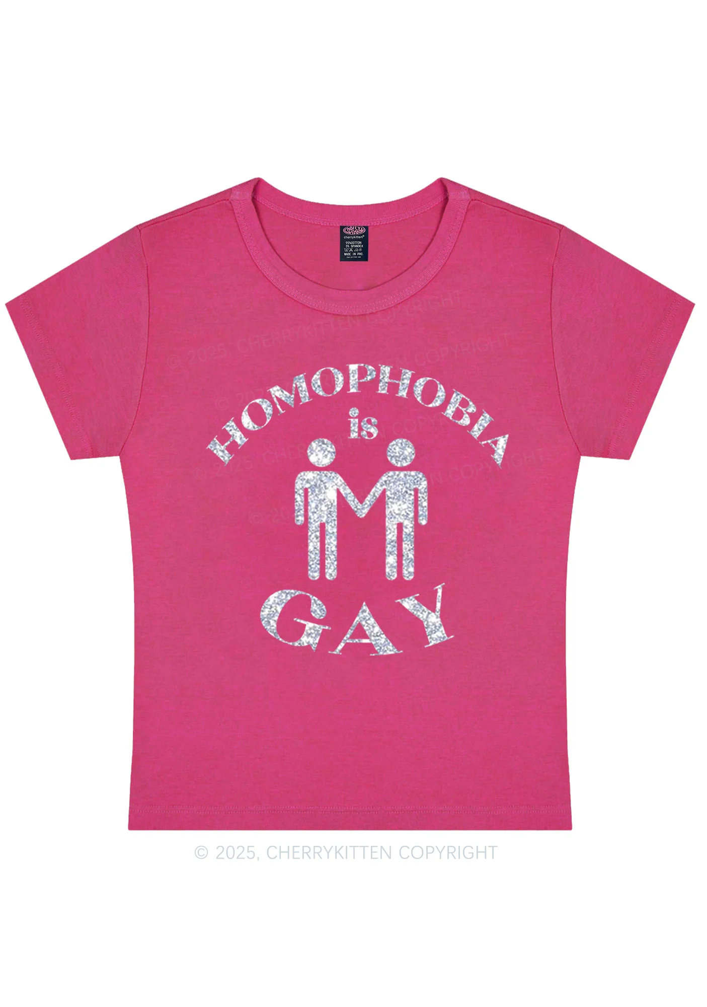 Glitter Homophobia Is Gay Pride Y2K Baby Tee Cherrykitten - Image 7