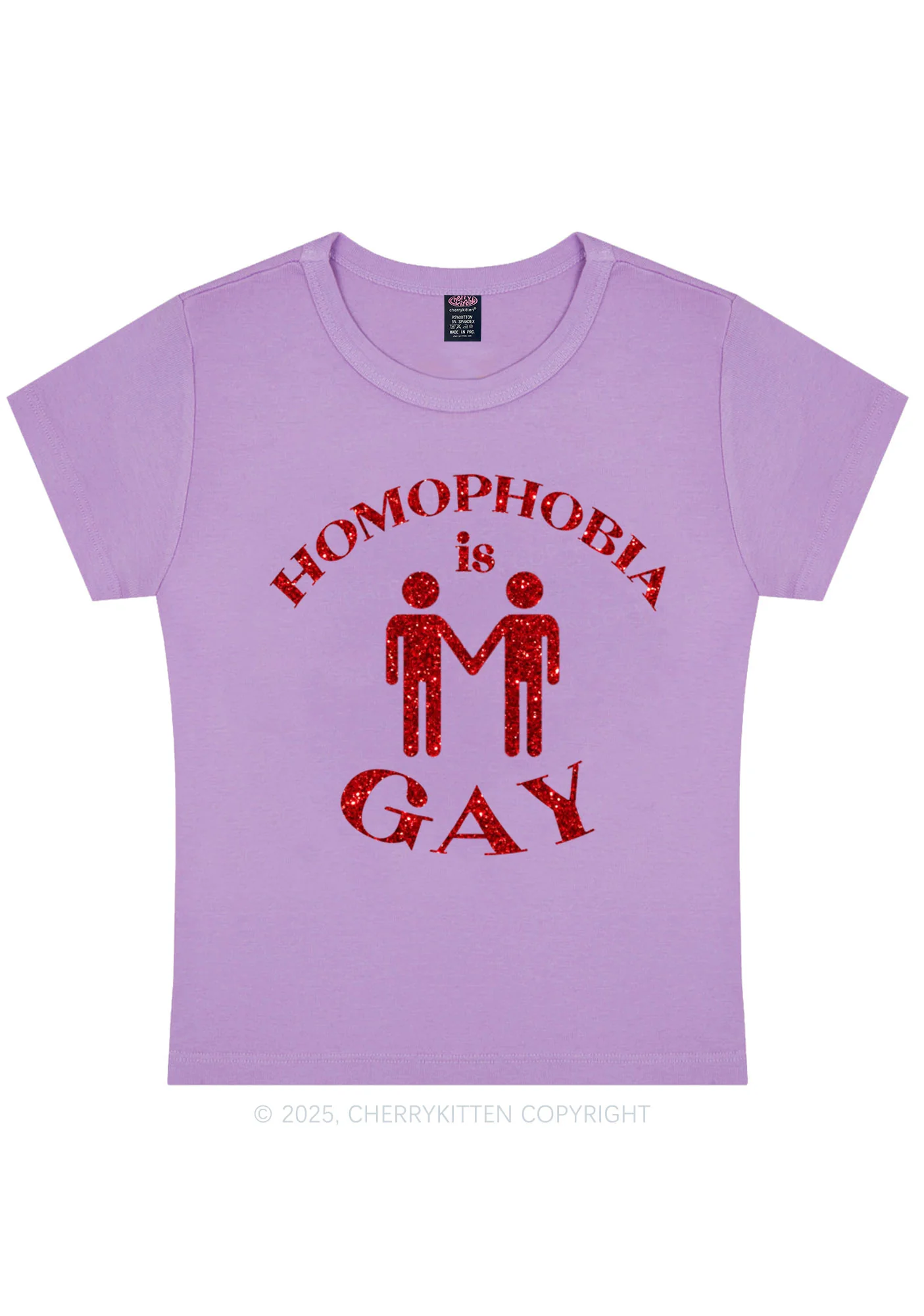 Glitter Homophobia Is Gay Pride Y2K Baby Tee Cherrykitten - Image 8