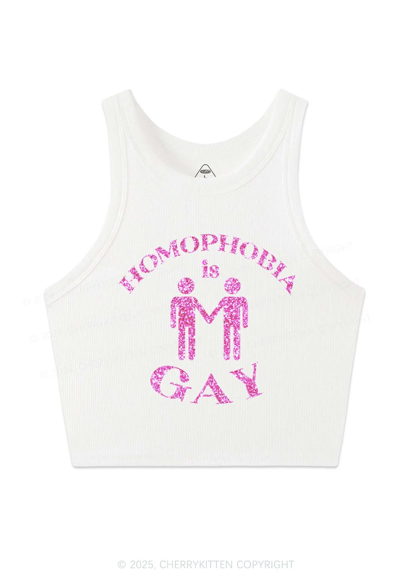 Glitter Homophobia Is Gay Pride Y2K Crop Tank Top Cherrykitten - Image 4