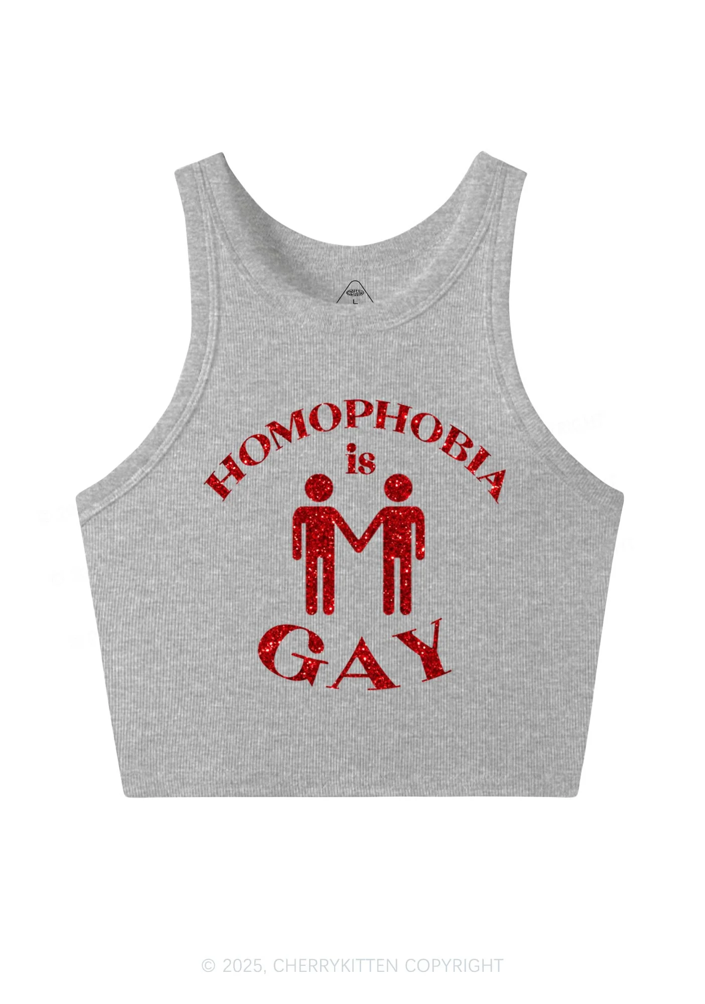 Glitter Homophobia Is Gay Pride Y2K Crop Tank Top Cherrykitten - Image 5