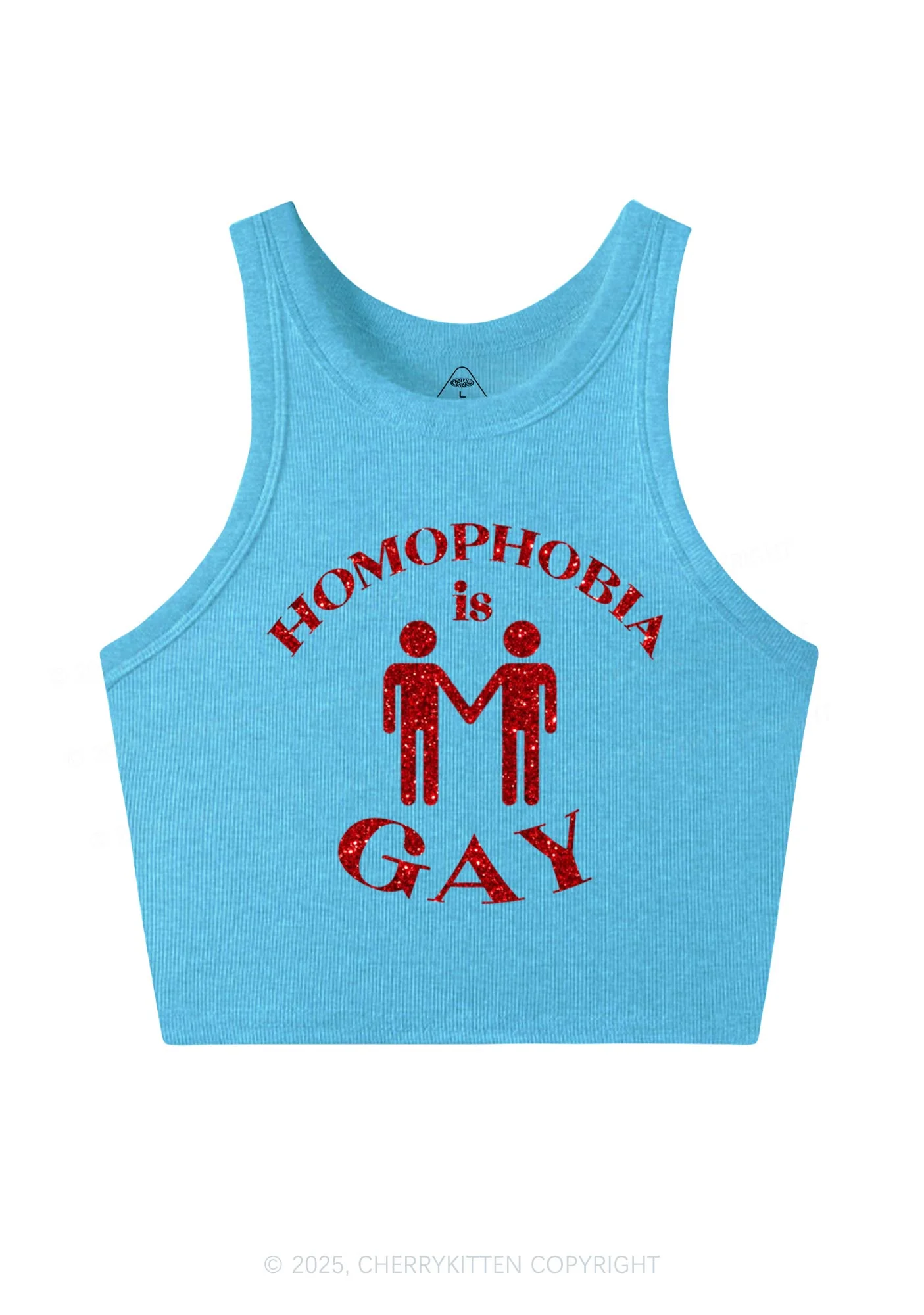 Glitter Homophobia Is Gay Pride Y2K Crop Tank Top Cherrykitten - Image 6